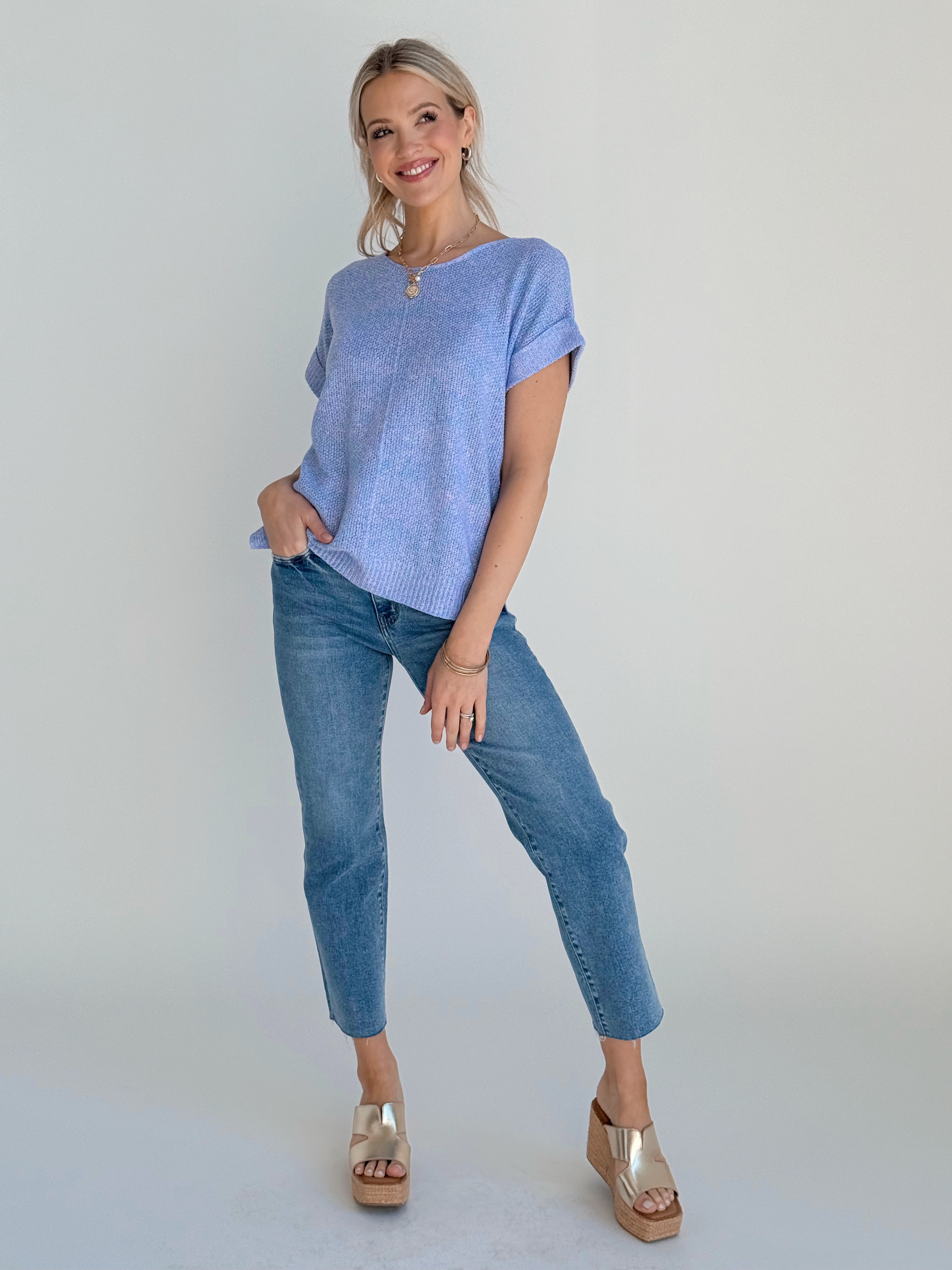 Shasta Sweater - PERIWINKLE - willows clothing SWEATER