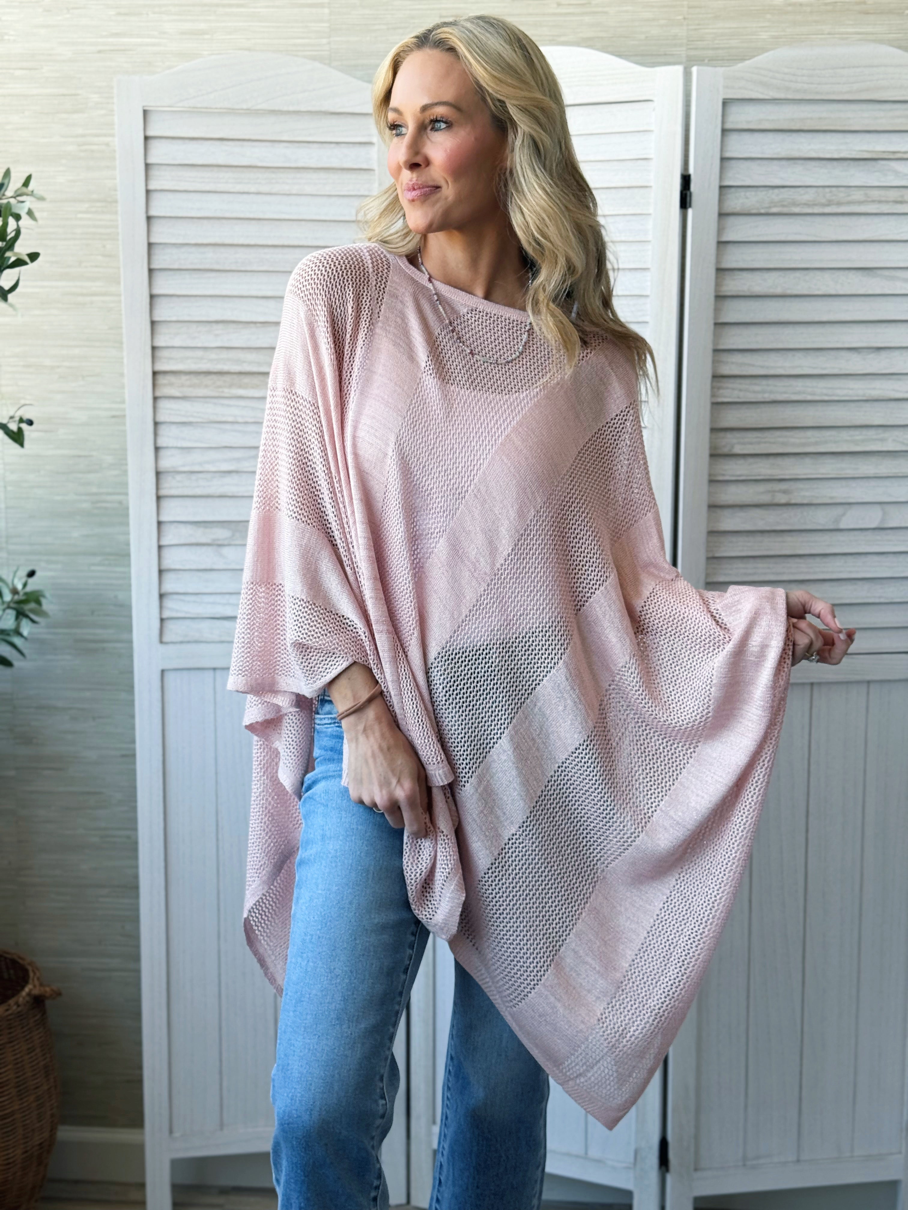 Sheryl Poncho - LIGHT PINK - willows clothing PONCHO