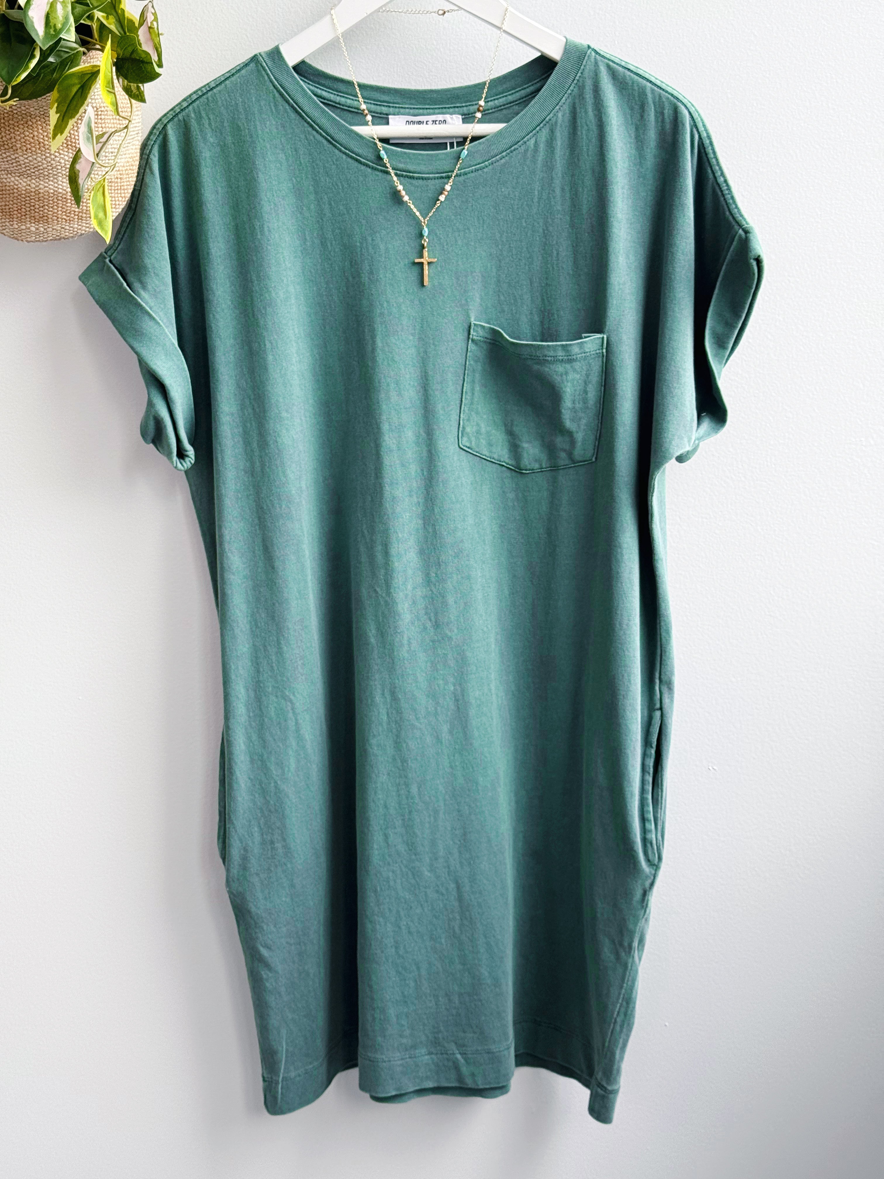 Short T-Shirt Dress - DARK TEAL - willows clothing SHORT DRESS