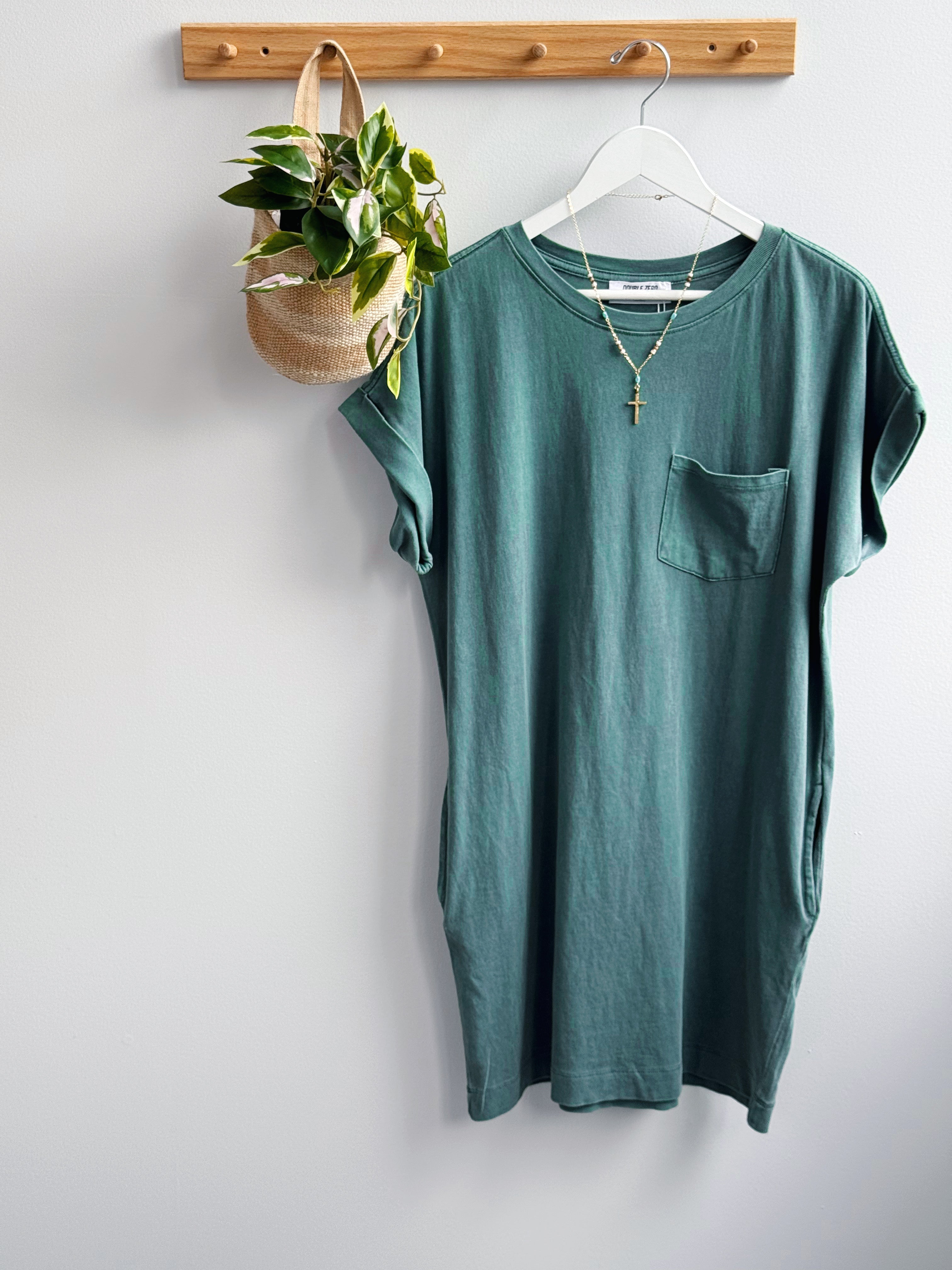Short T-Shirt Dress - DARK TEAL - willows clothing SHORT DRESS