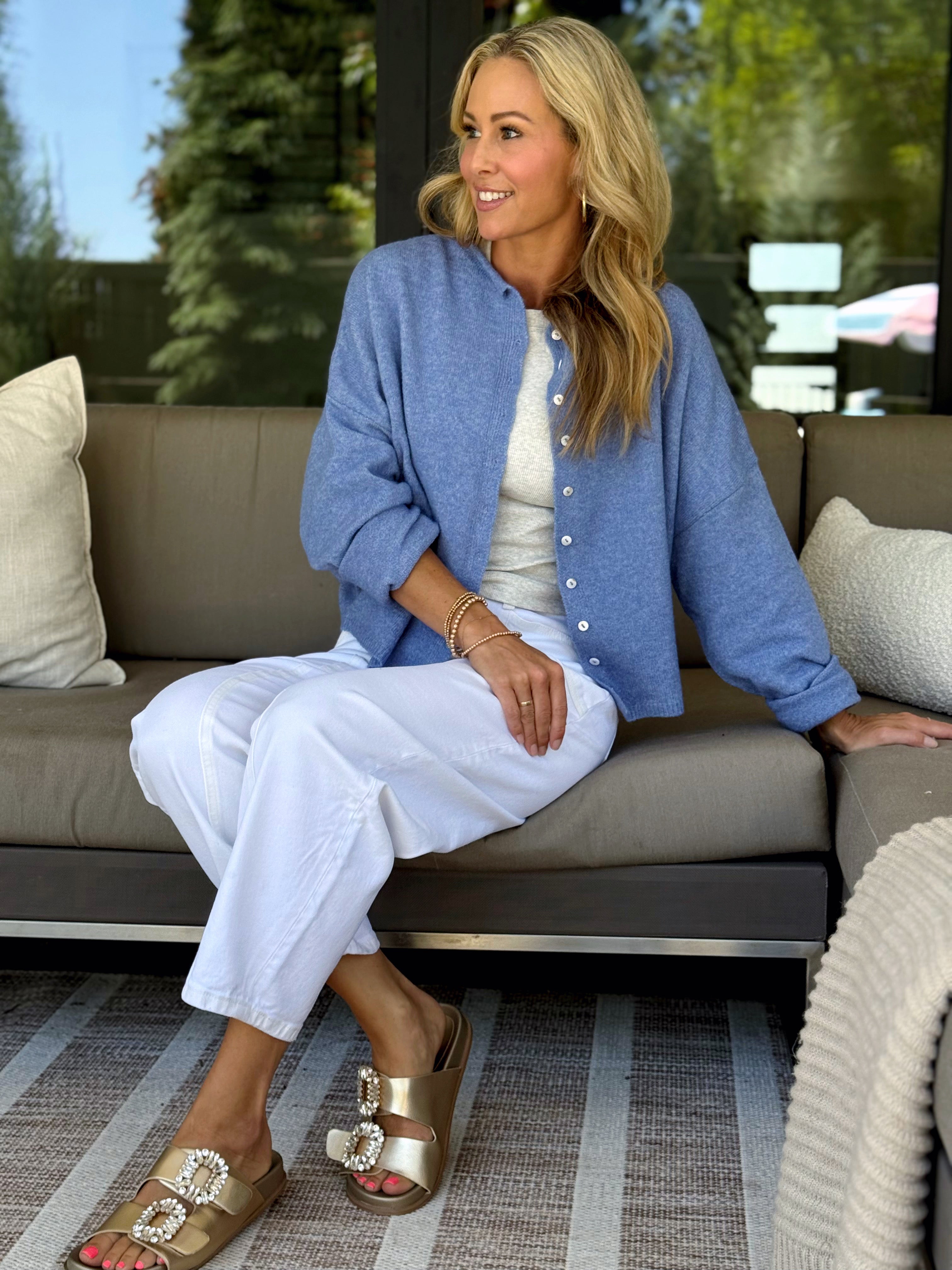 Simone Cardigan - DUSTY BLUE - willows clothing Cardigan