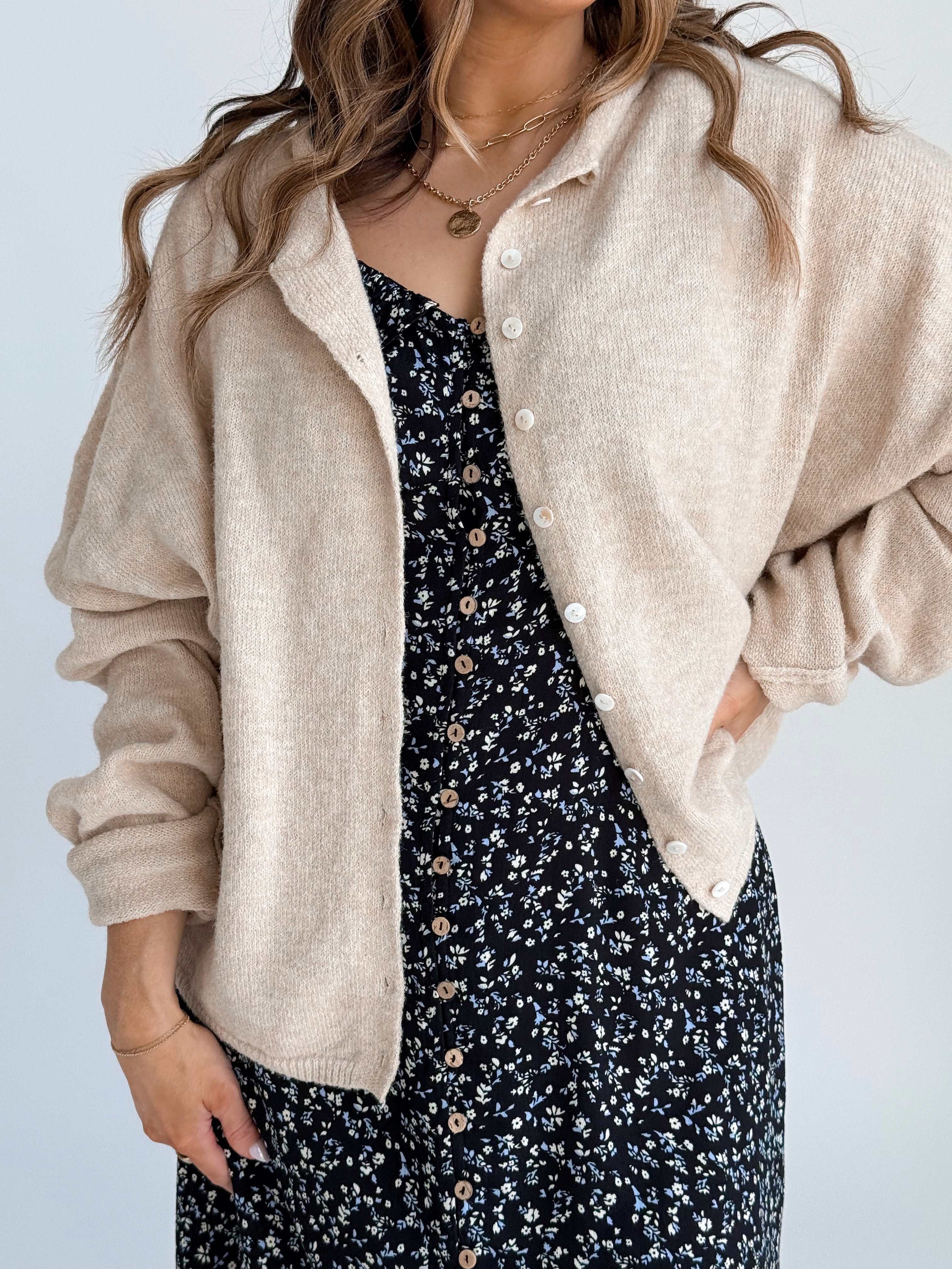 Simone Cardigan - NATURAL - willows clothing Cardigan