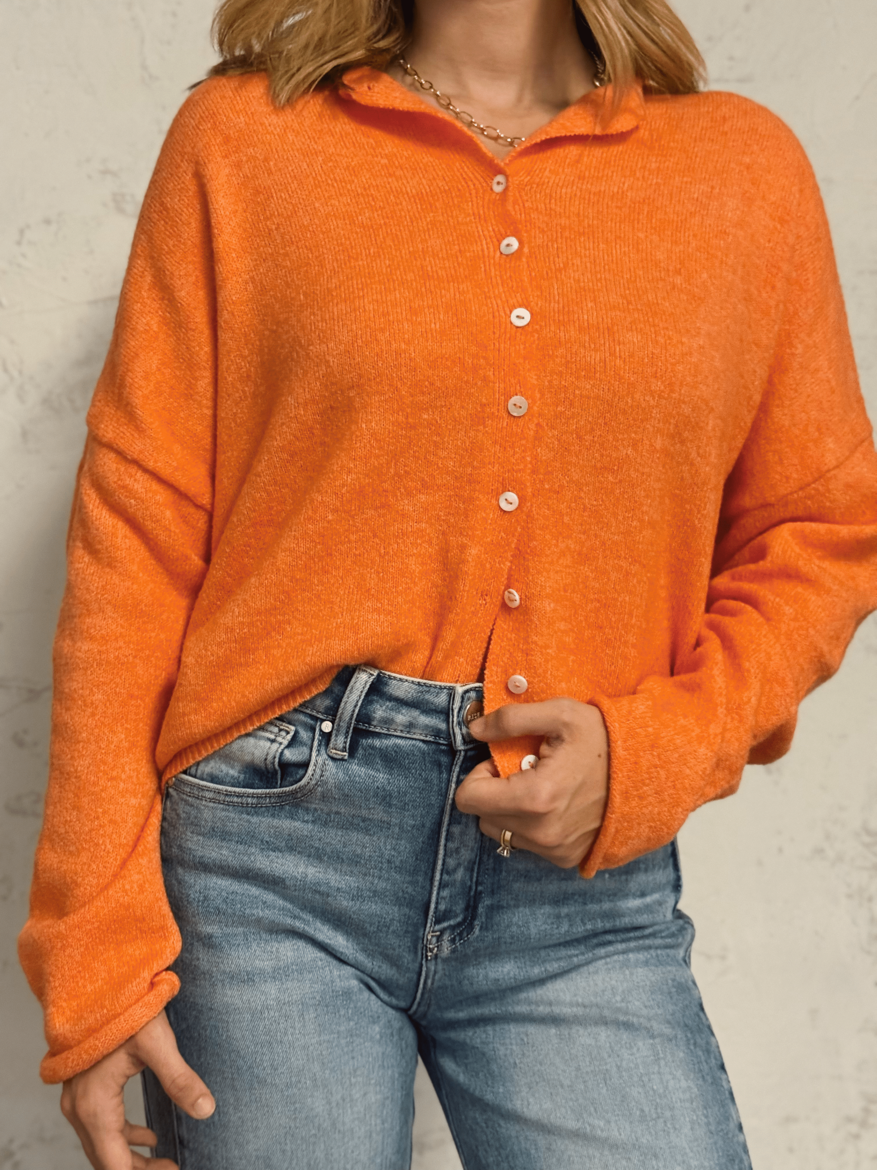 Simone Cardigan - ORANGE - willows clothing Cardigan