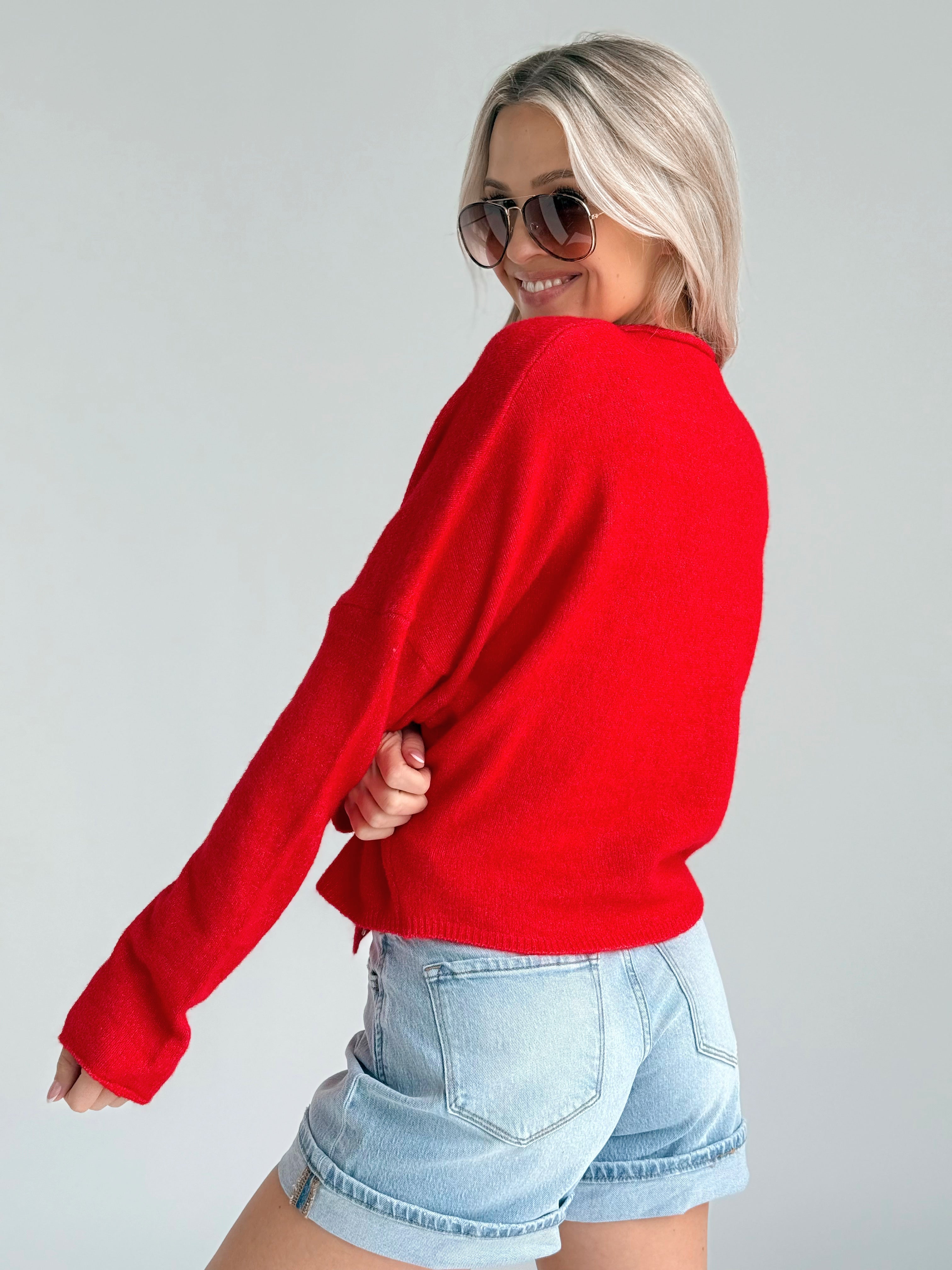 Simone Cardigan - RED - willows clothing SWEATER