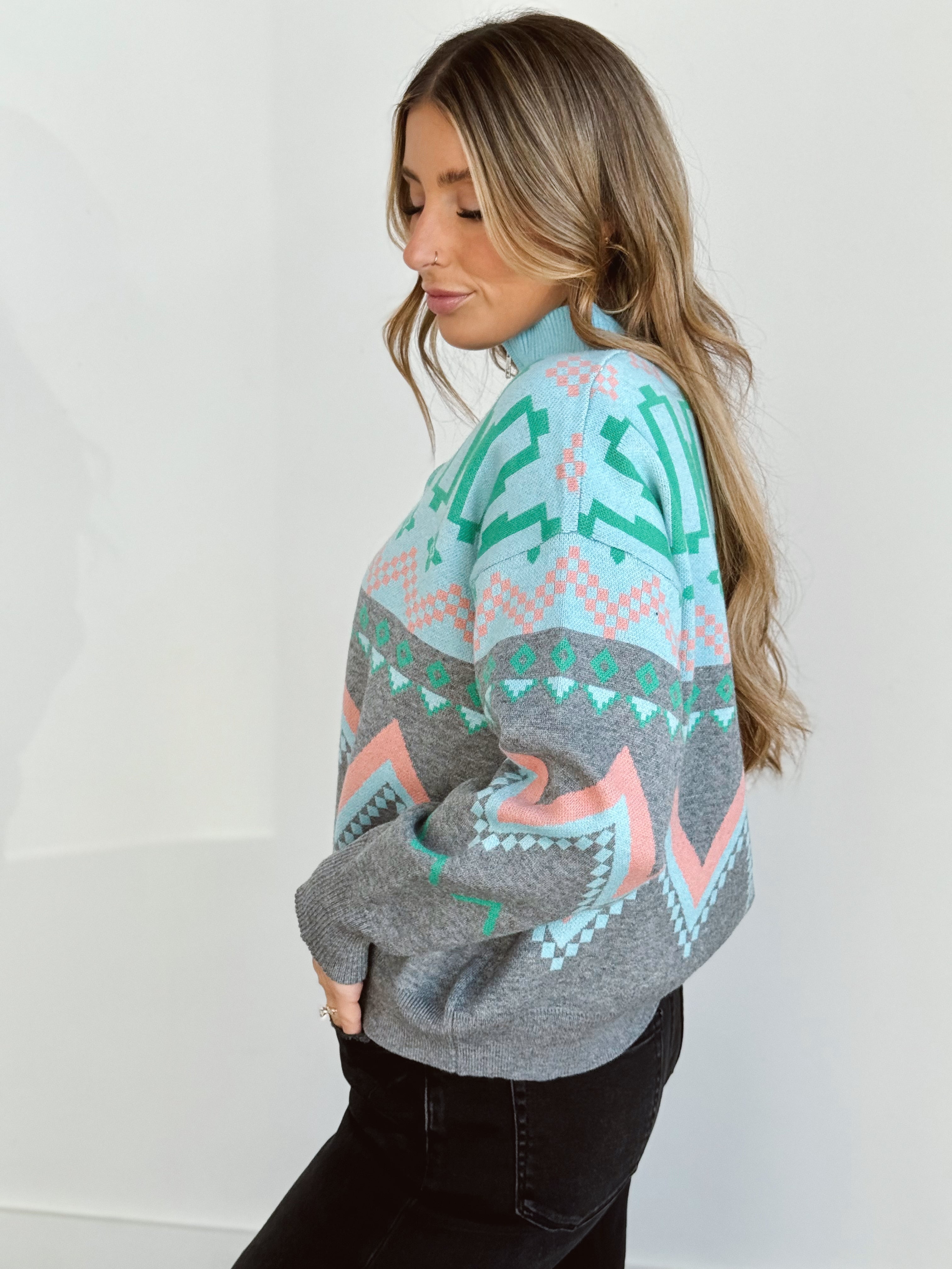 Slalom Pullover Sweater - HEATHER GREY - willows clothing SWEATER