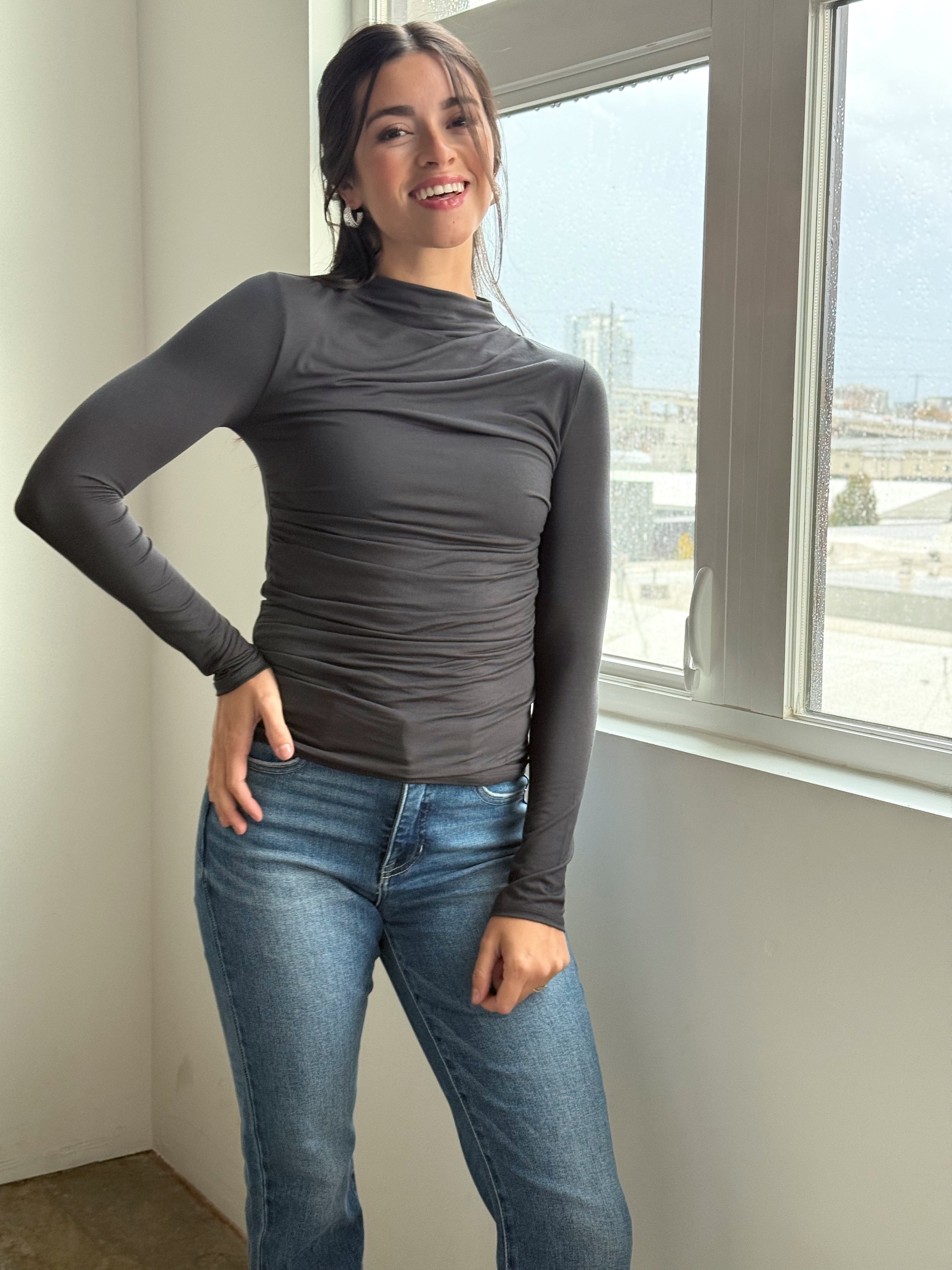 Sloane Top - VINTAGE BLACK - willows clothing L/S SHIRT