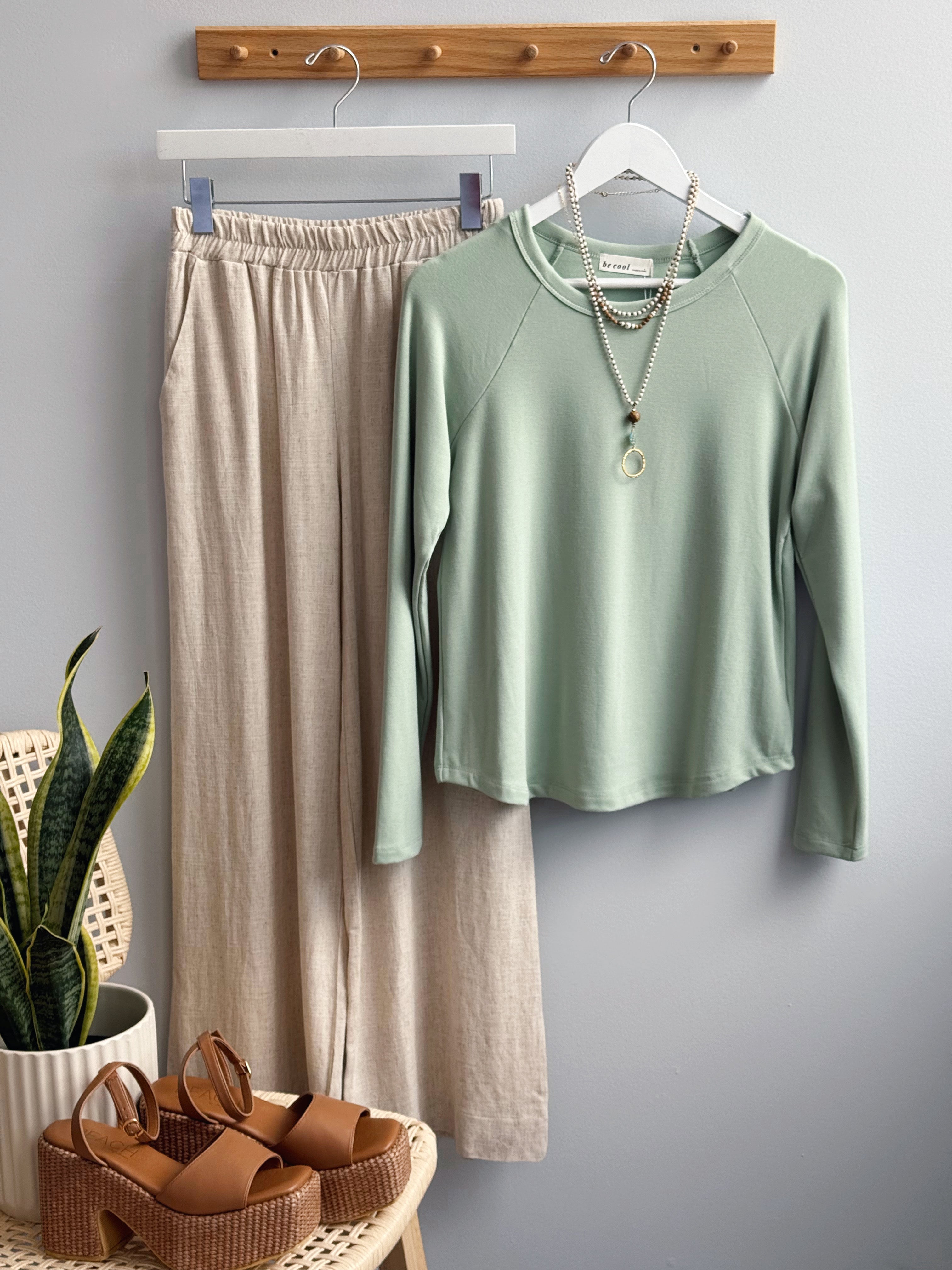 Soft Long Sleeve Top - MINT - willows clothing L/S SHIRT