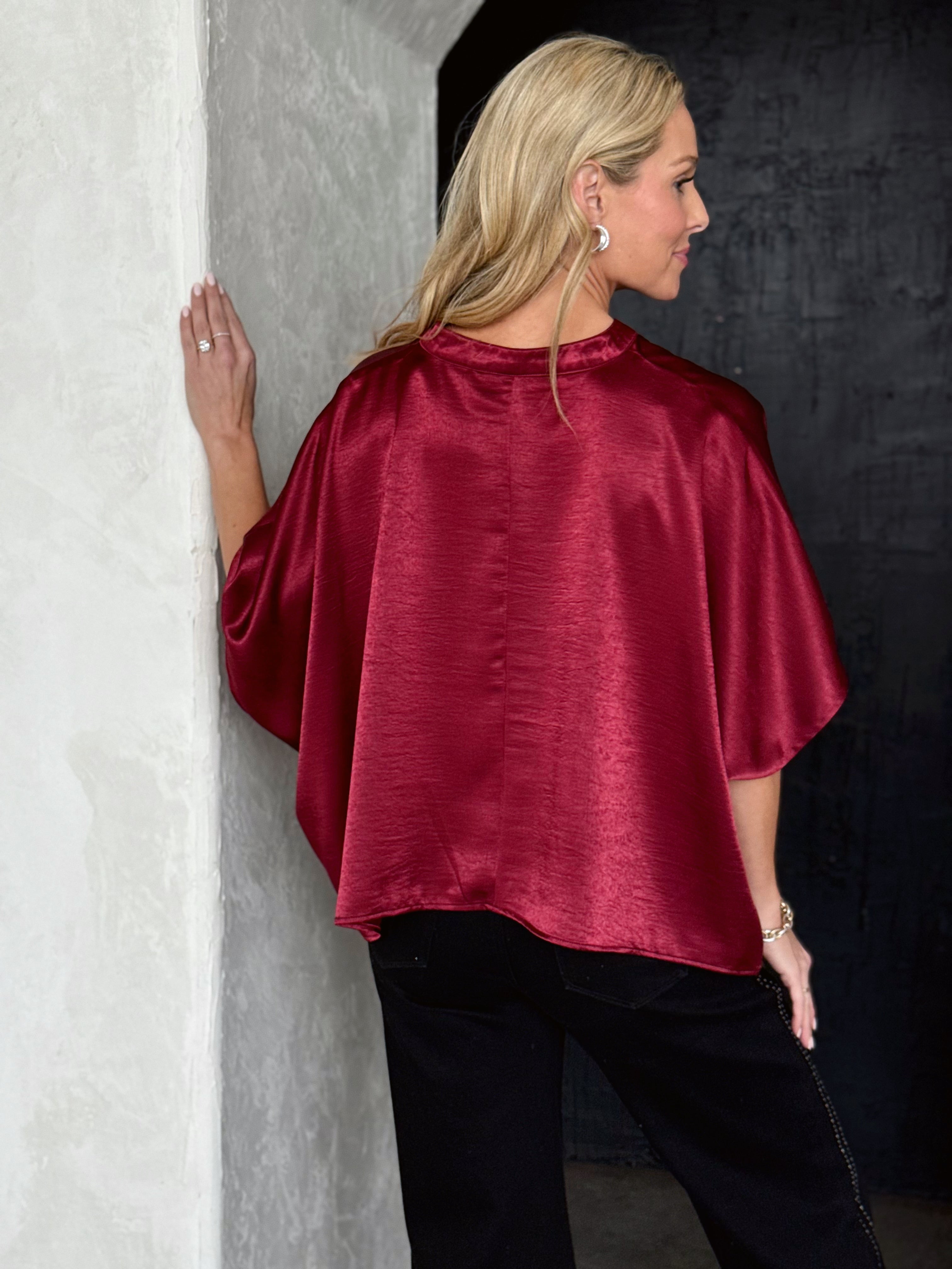 Soirée Blouse - WINE - willows clothing BLOUSE