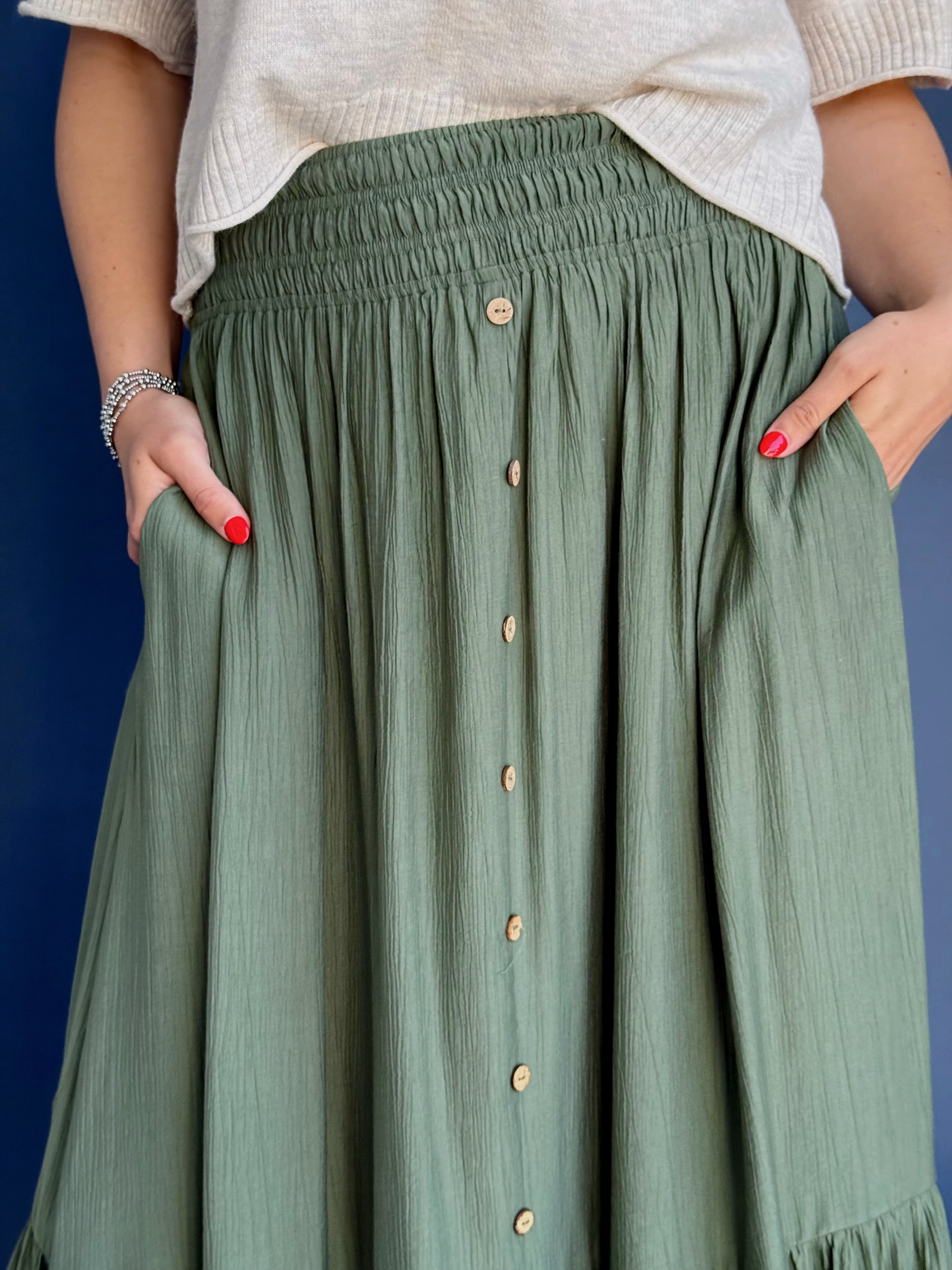 Sonnet Skirt - OLIVE - willows clothing MIDI SKIRT