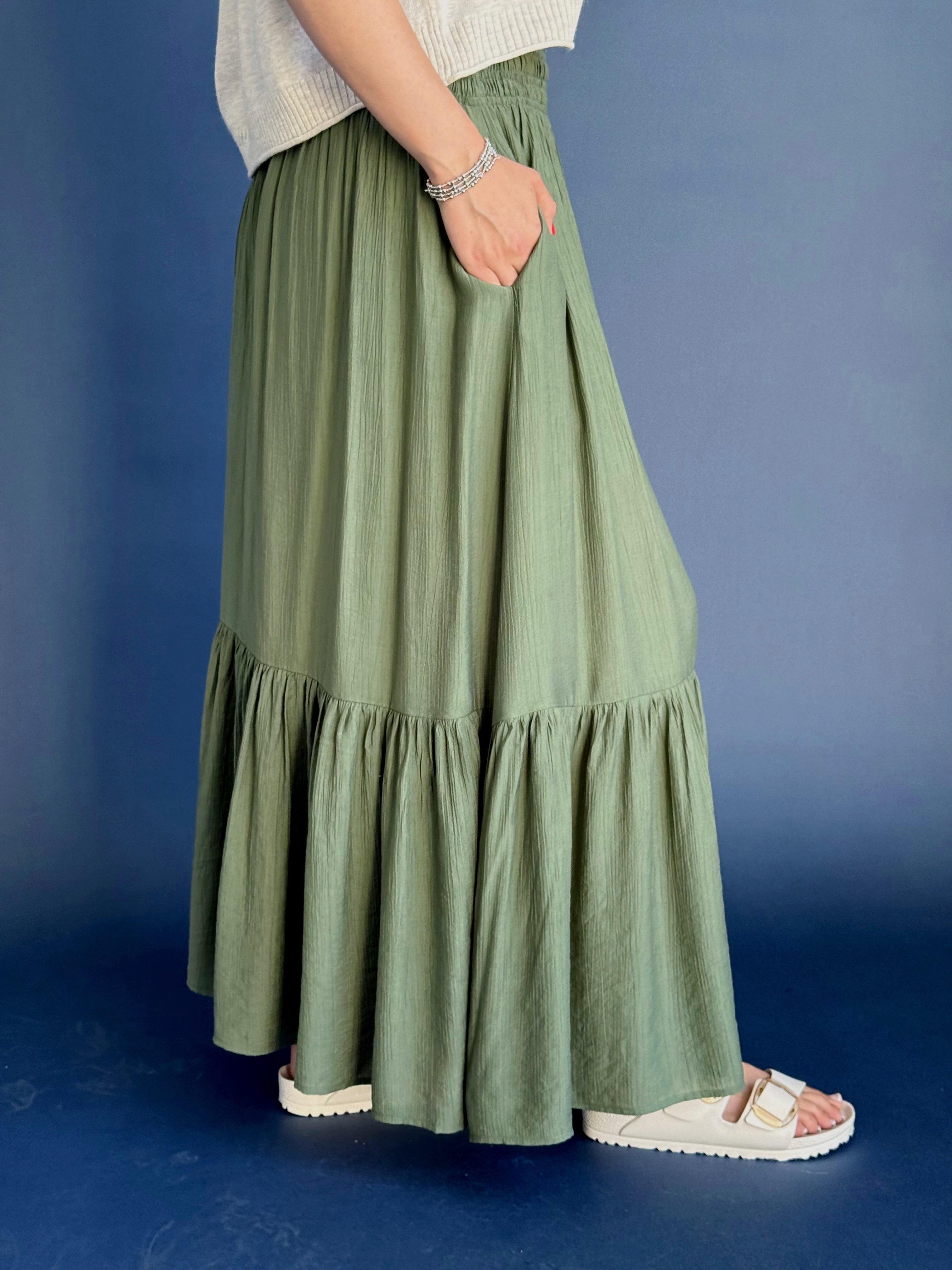 Sonnet Skirt - OLIVE - willows clothing MIDI SKIRT