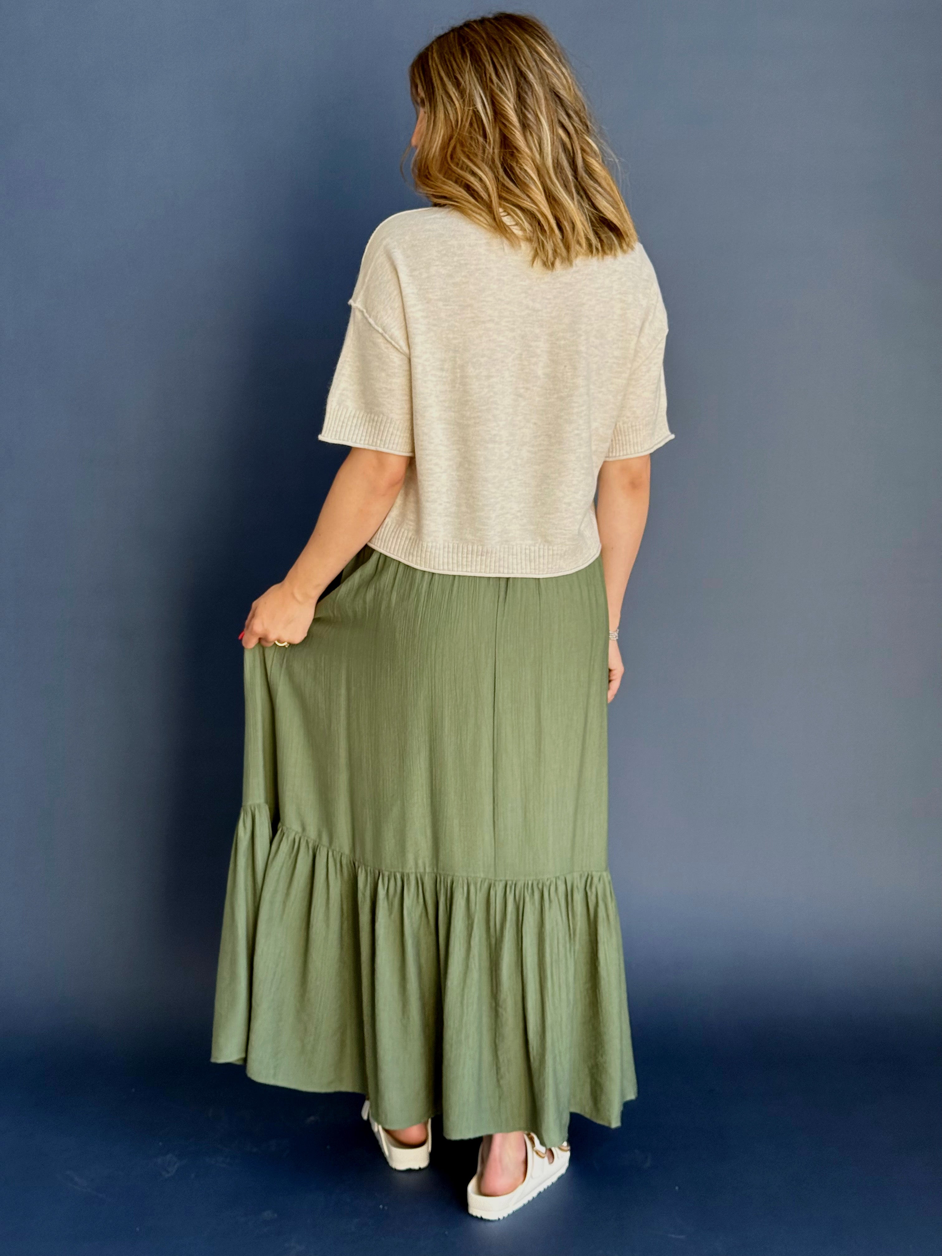 Sonnet Skirt - OLIVE - willows clothing MIDI SKIRT