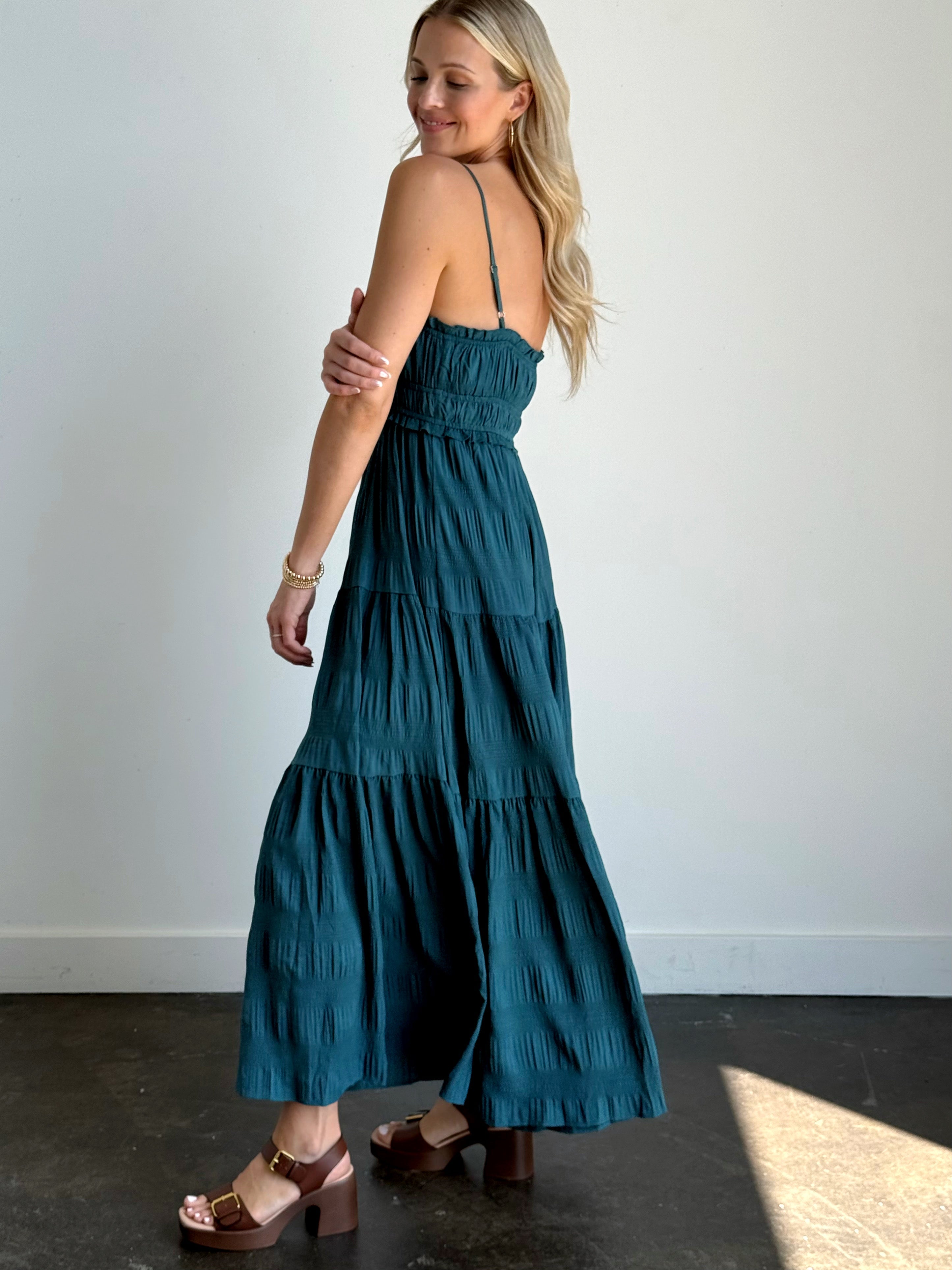 Southern Belle Dress - HUNTER GREEN - willows clothing Long Dress