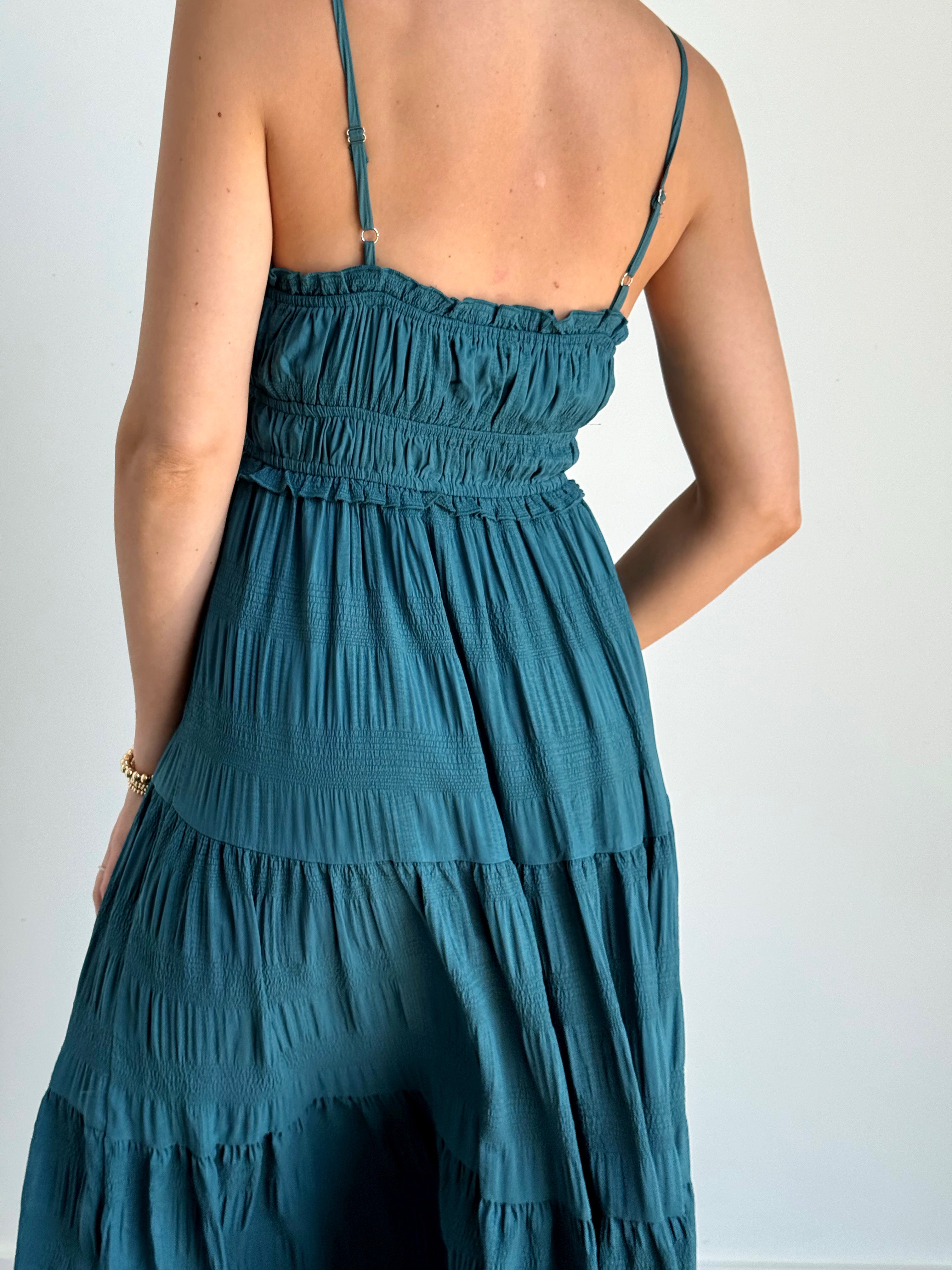 Southern Belle Dress - HUNTER GREEN - willows clothing Long Dress