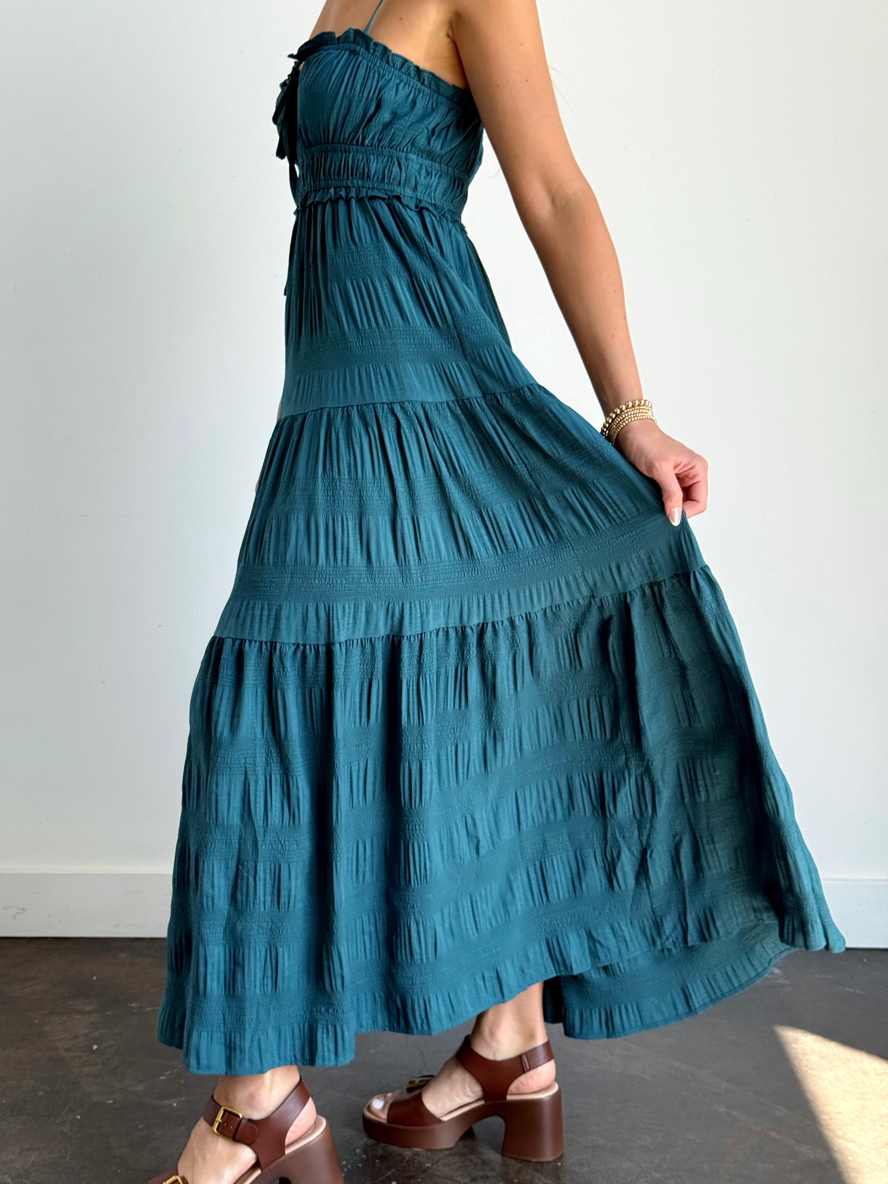 Southern Belle Dress - HUNTER GREEN - willows clothing Long Dress