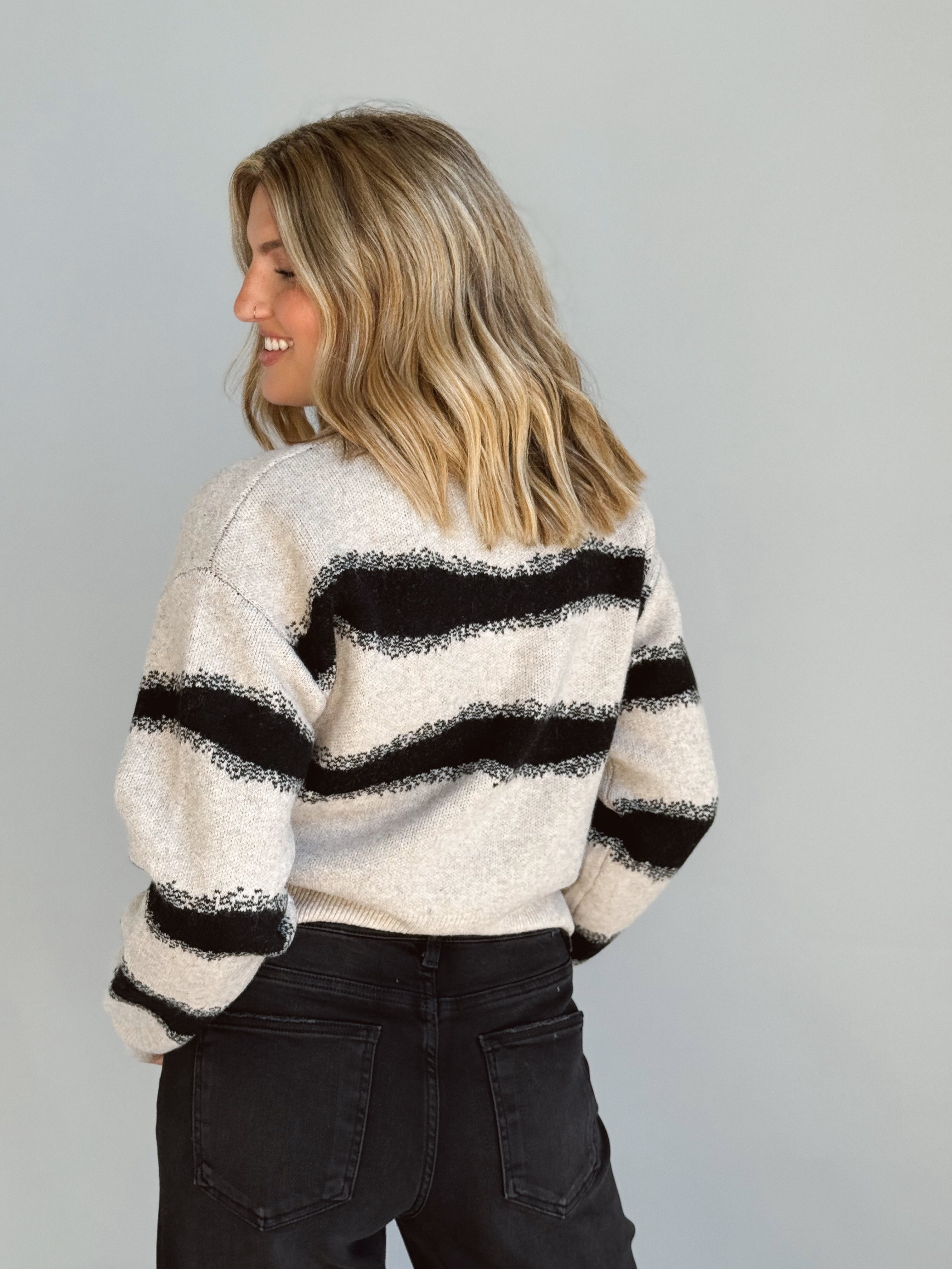 Spiced Cider Cardigan - STONE/BLACK - willows clothing Cardigan