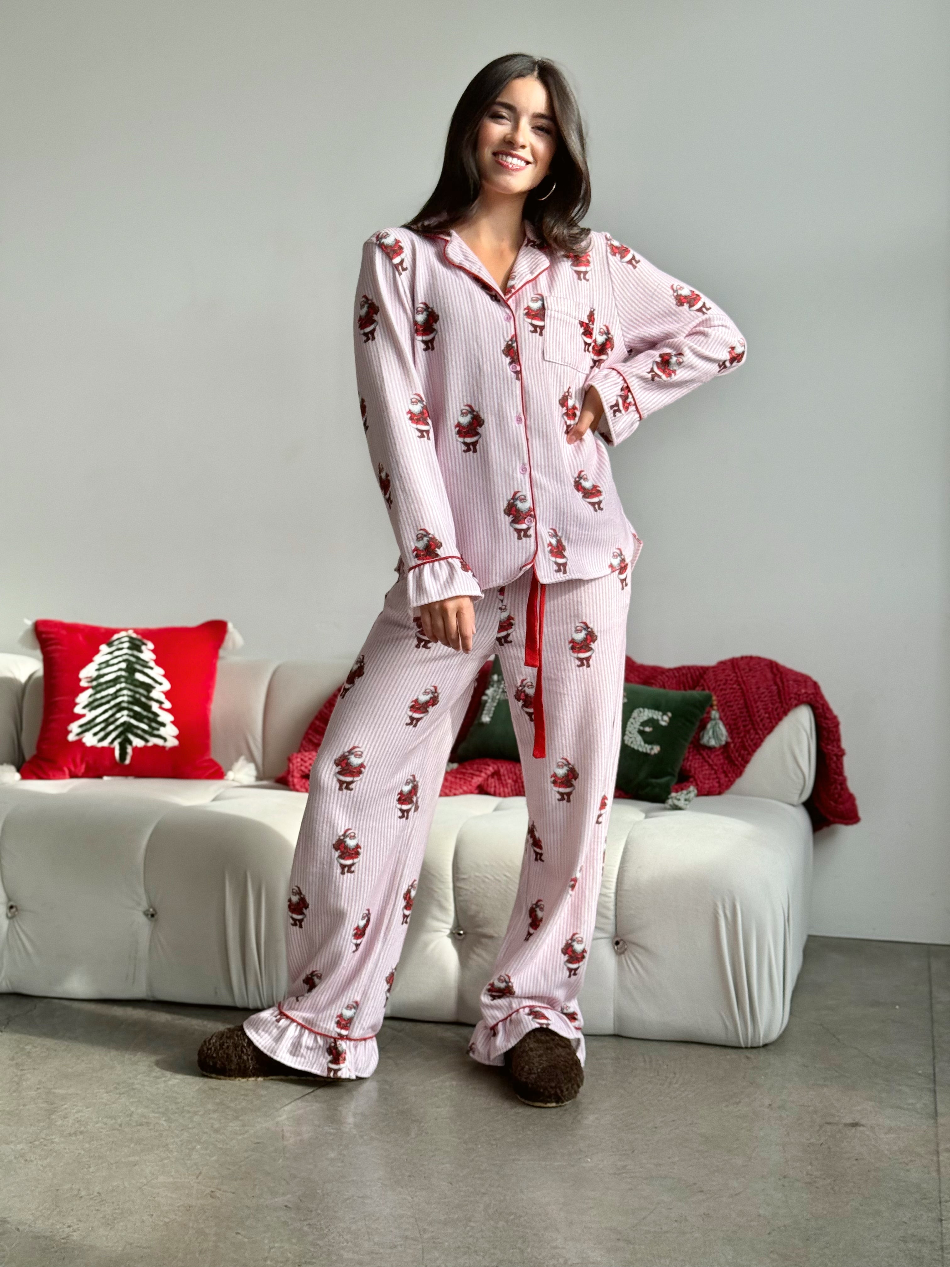 St. Nick Stripe PJ Set - PINK/RED - willows clothing Pajamas