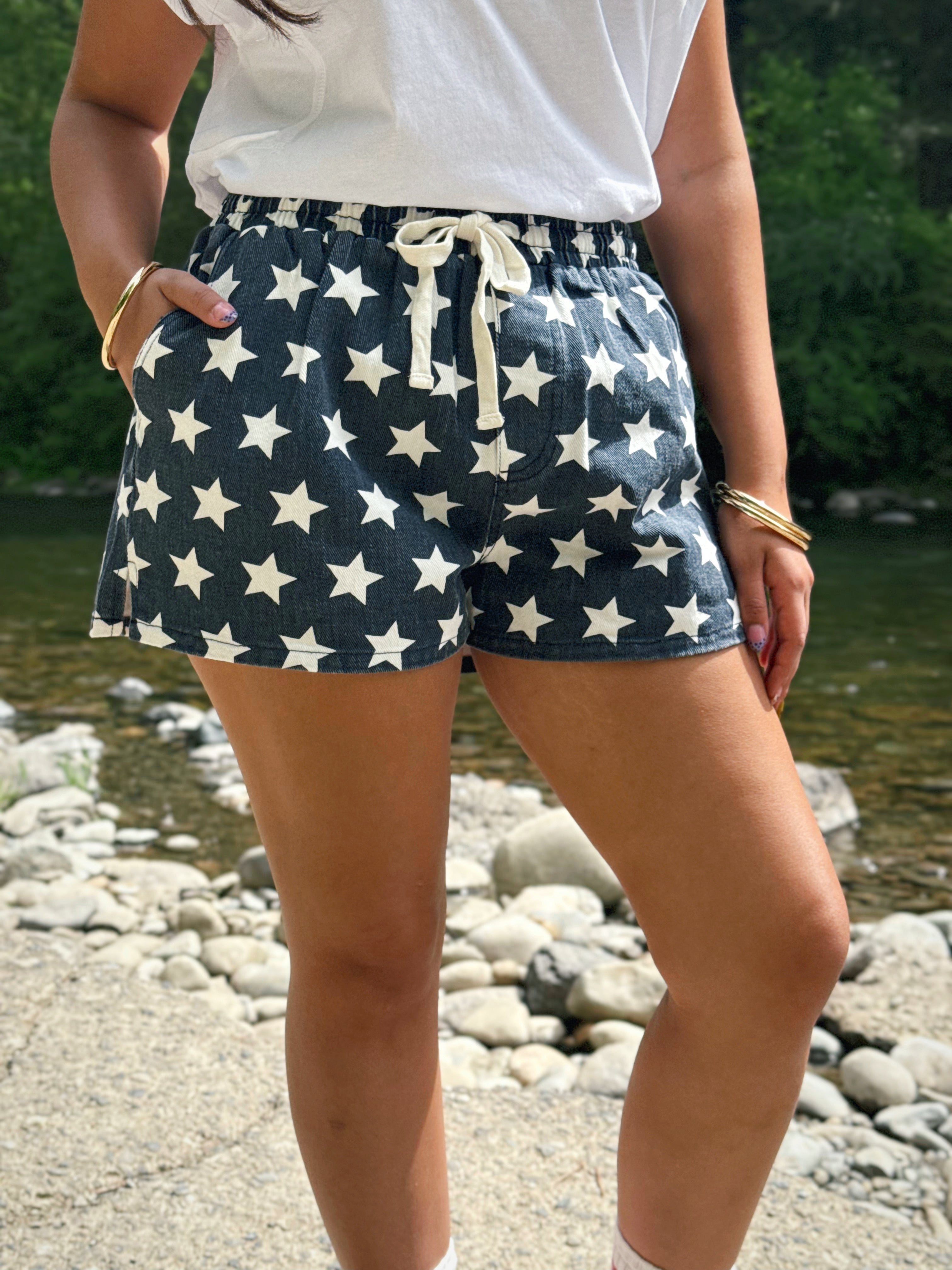Star - Spangled Shorts - NAVY/WHITE - willows clothing SHORTS
