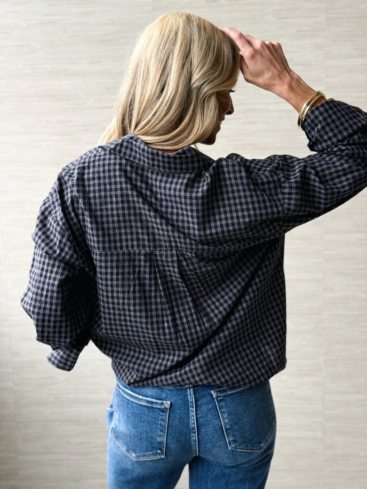 Sunday Brunch Plaid - NAVY - willows clothing L/S SHIRT