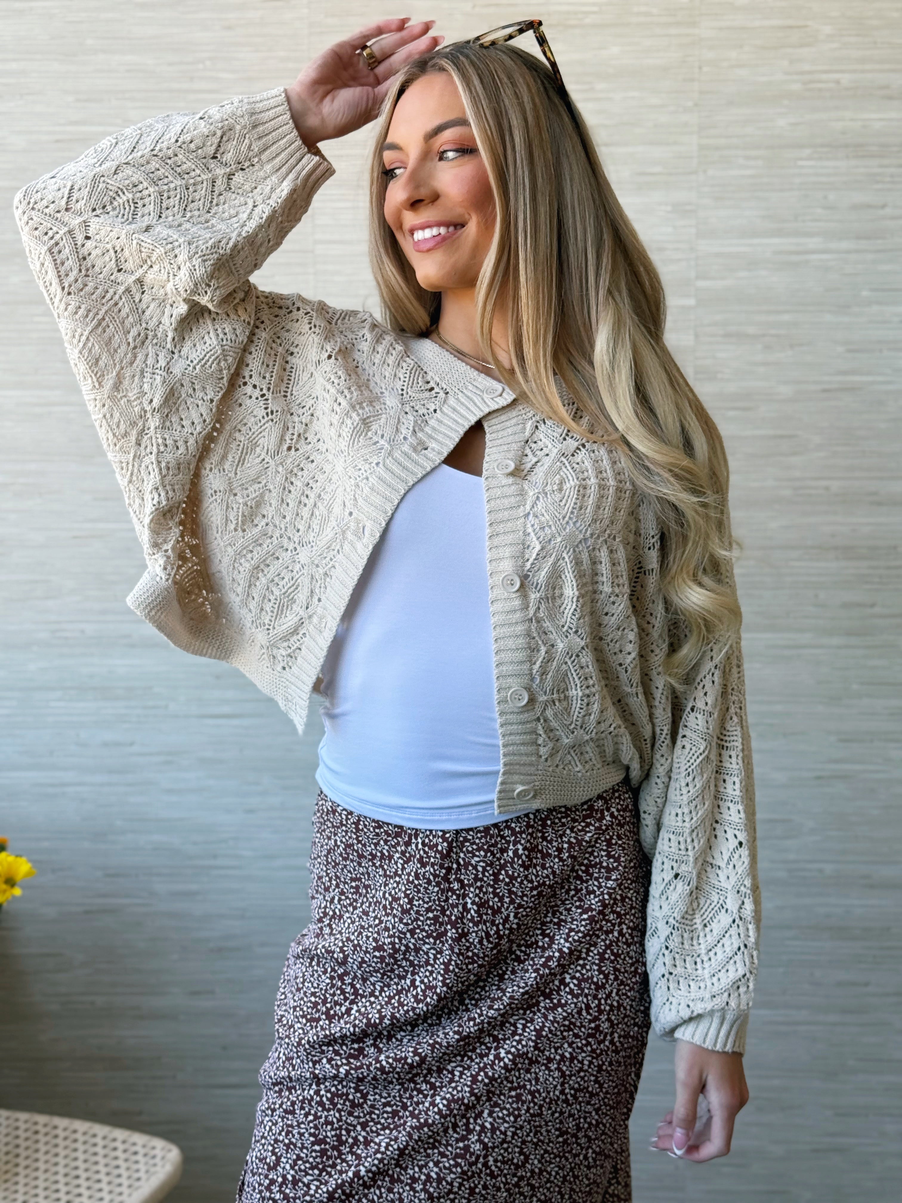 Sunday Porch Cardigan - OATMEAL - willows clothing Cardigan