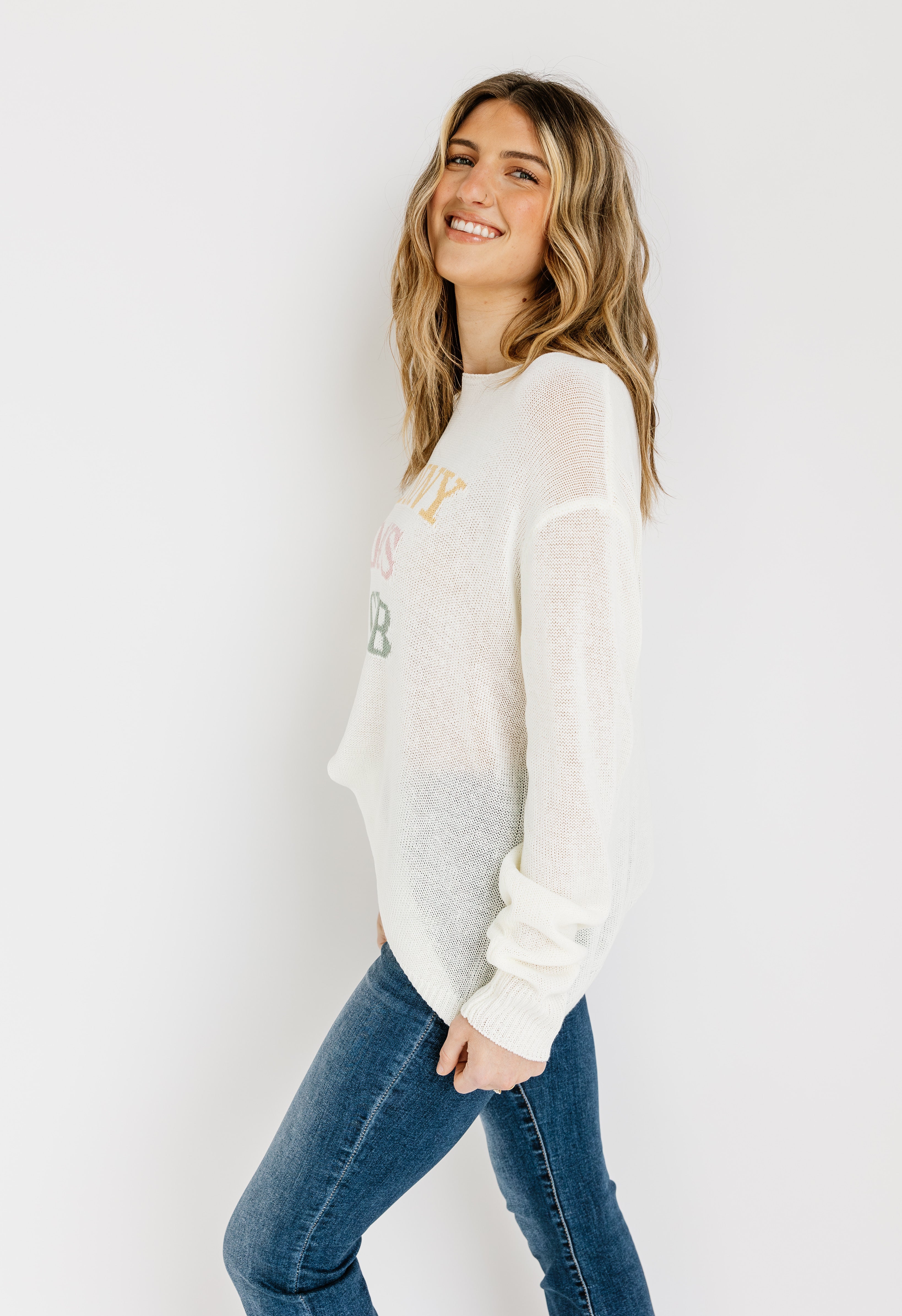 Sunny Days Club Sweater - WHITE - willows clothing SWEATER