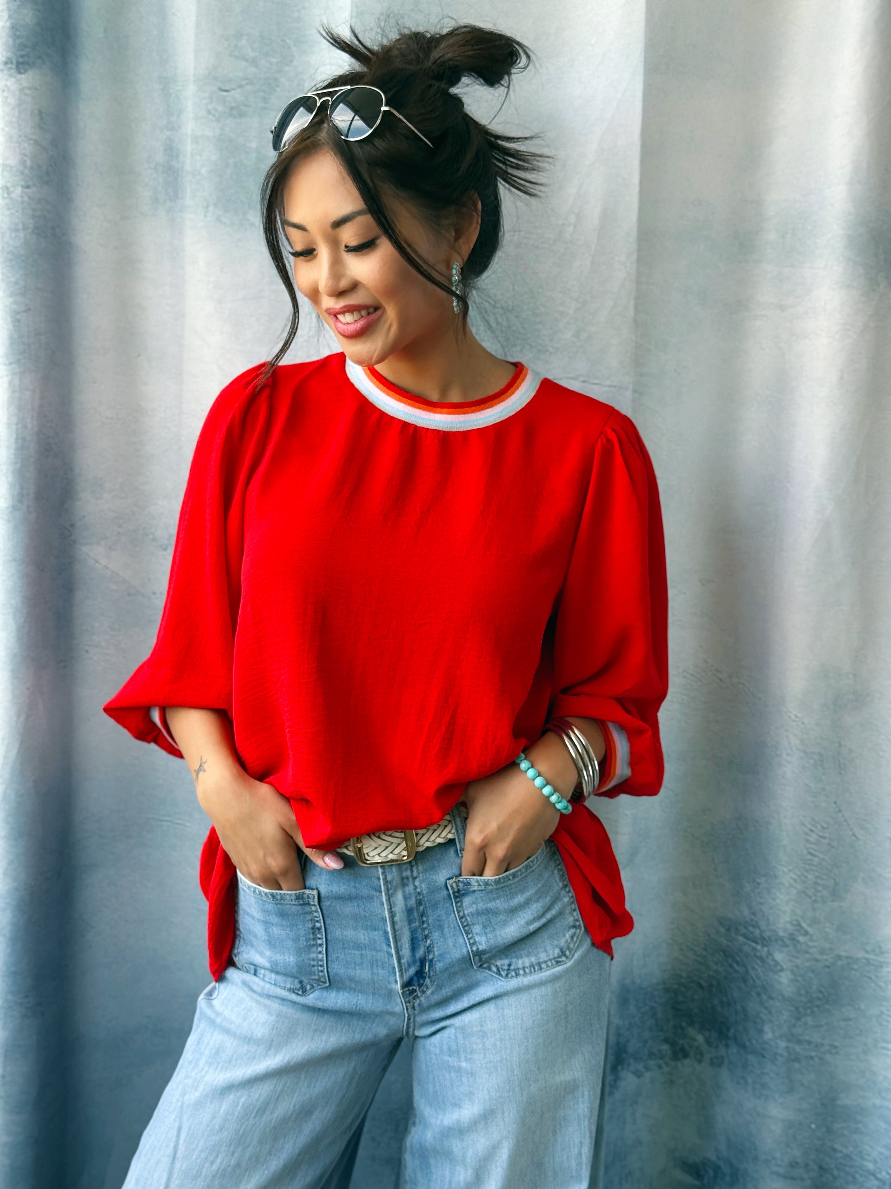 Sunrise Blouse - TOMATO RED - willows clothing BLOUSE