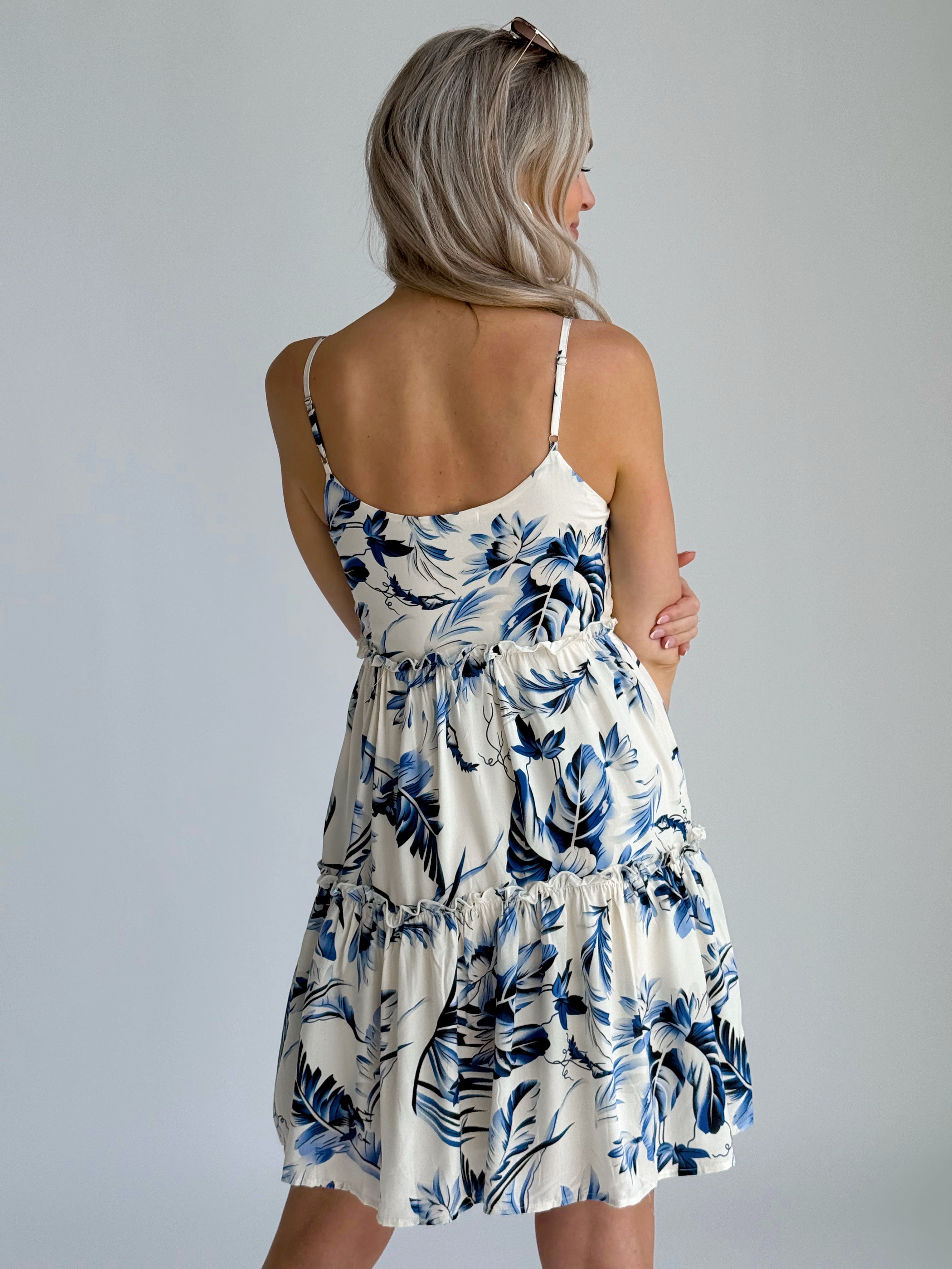 Sway Dress - IVORY/BLUE - willows clothing SHORT DRESS