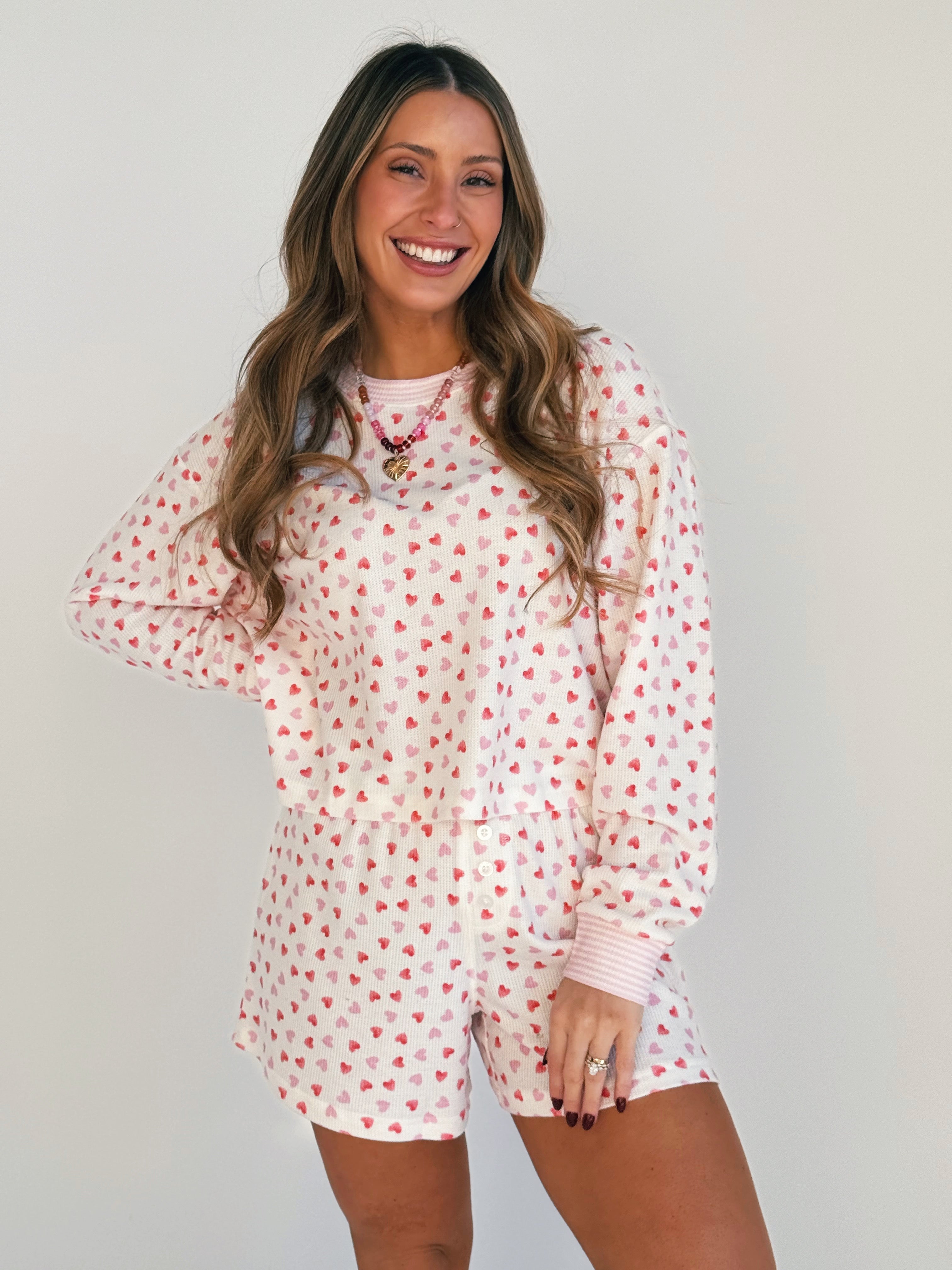 Sweetheart PJ Set - IVORY - willows clothing Pajamas