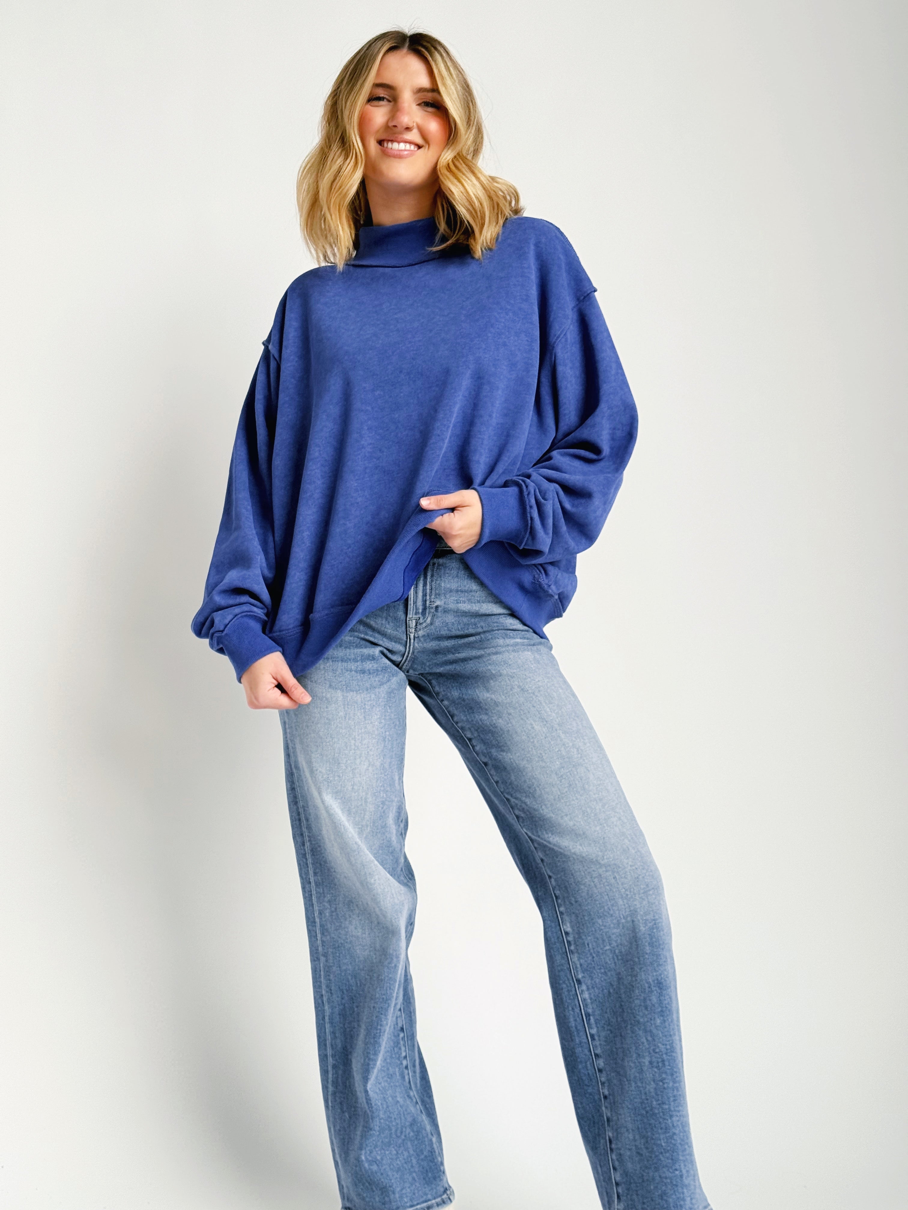 Tabitha Oversized Sweatshirt - ROYAL - willows clothing SWEATSHIRT