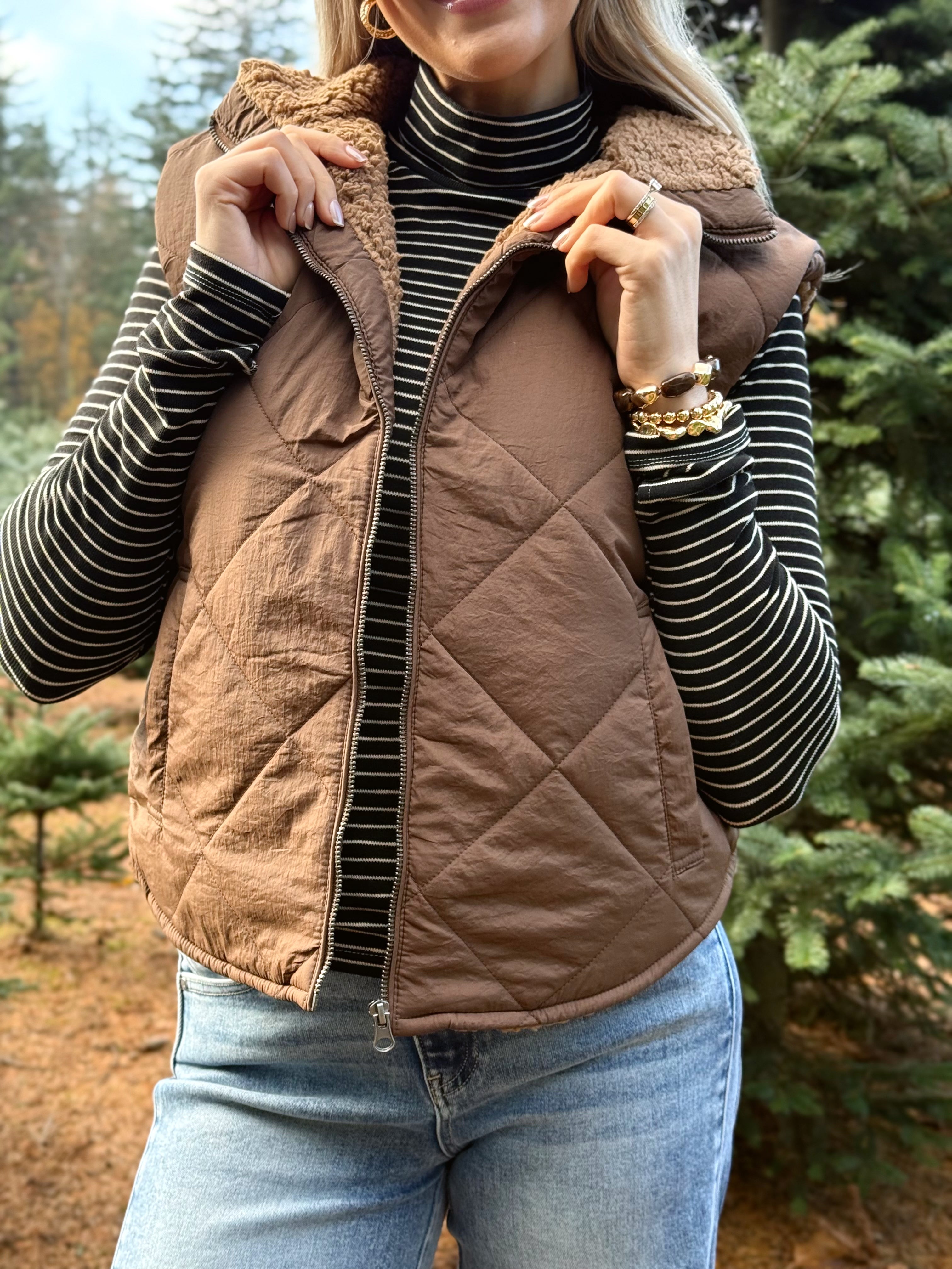 Tamarack Vest - DARK BROWN - willows clothing VEST