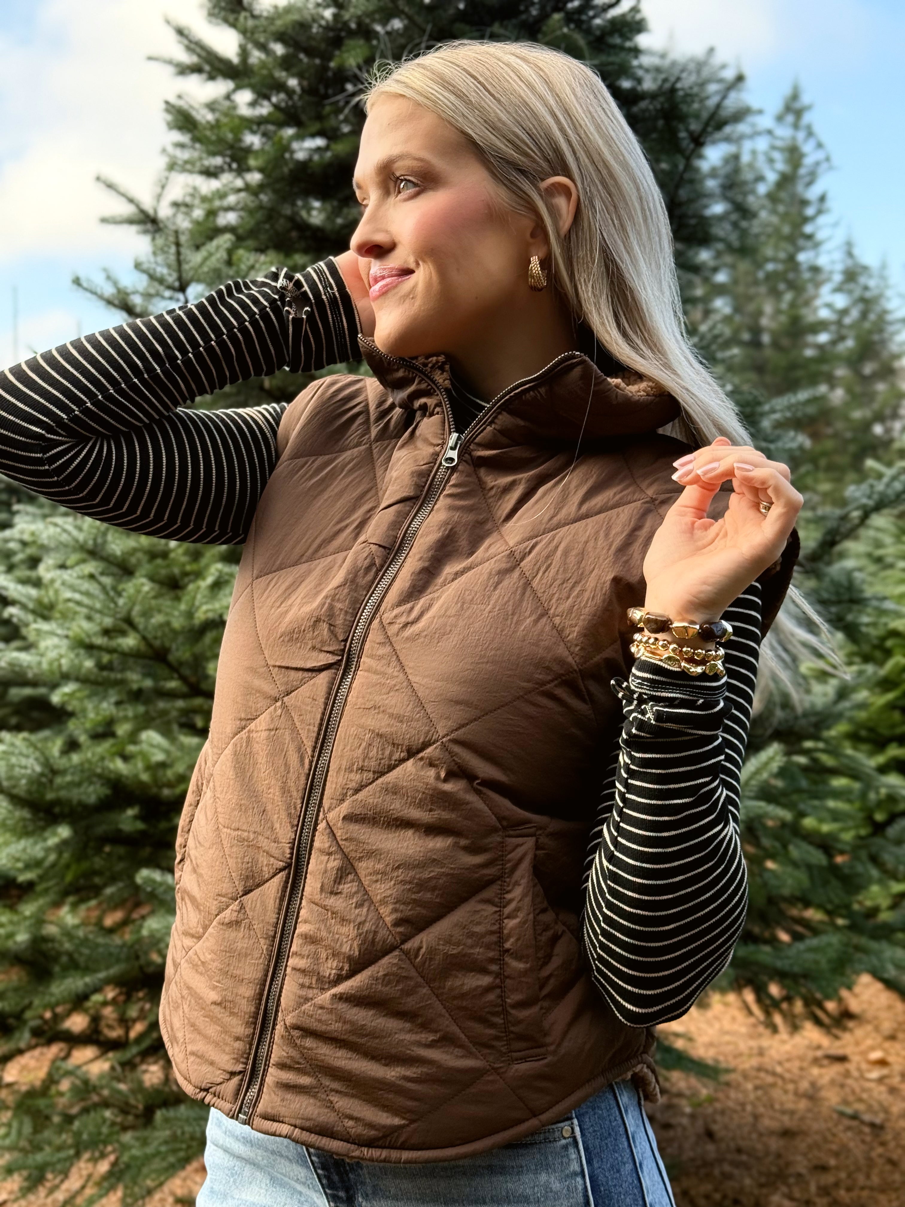Tamarack Vest - DARK BROWN - willows clothing VEST