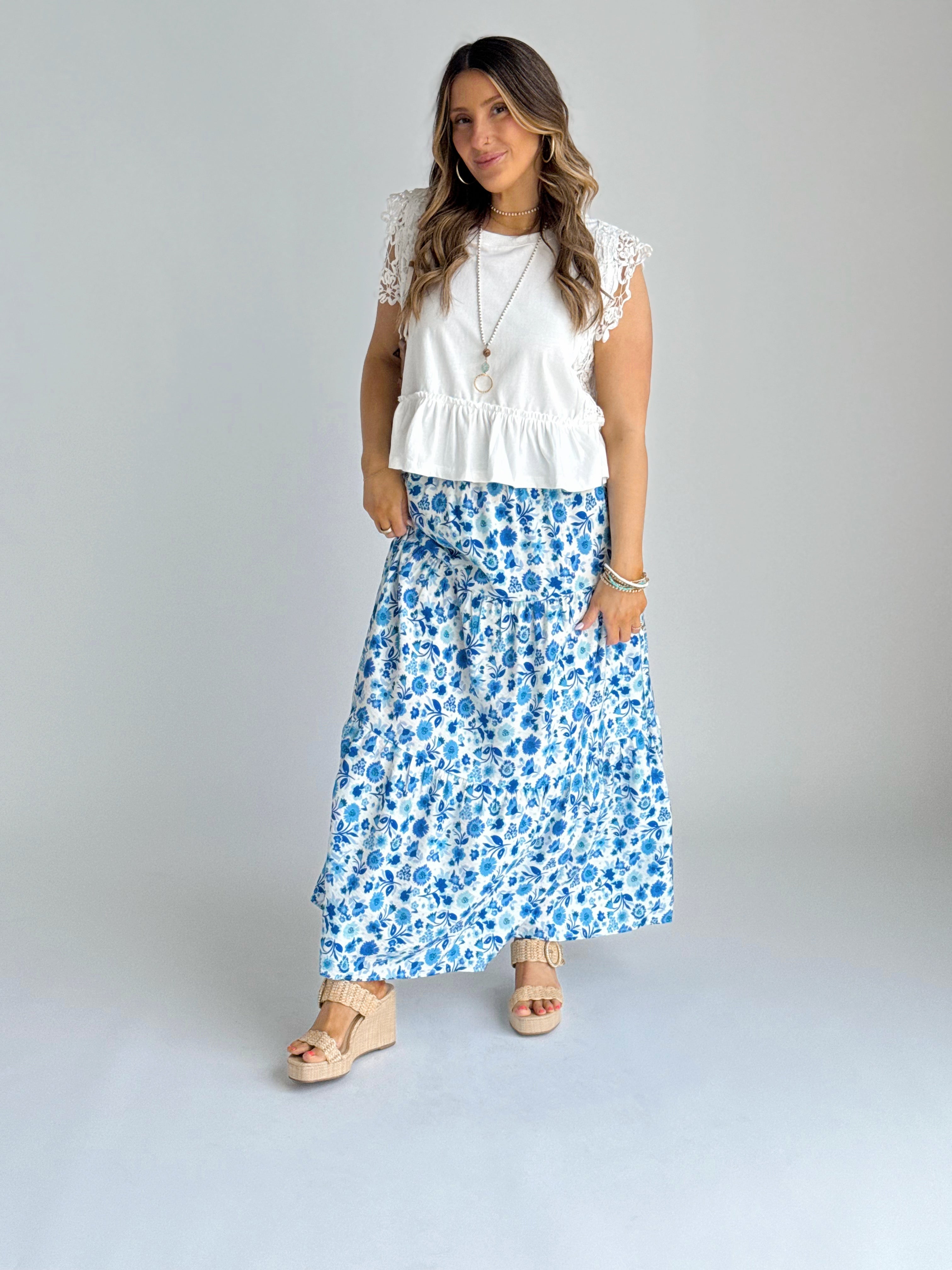 Tansy Skirt - BLUE - willows clothing long skirt