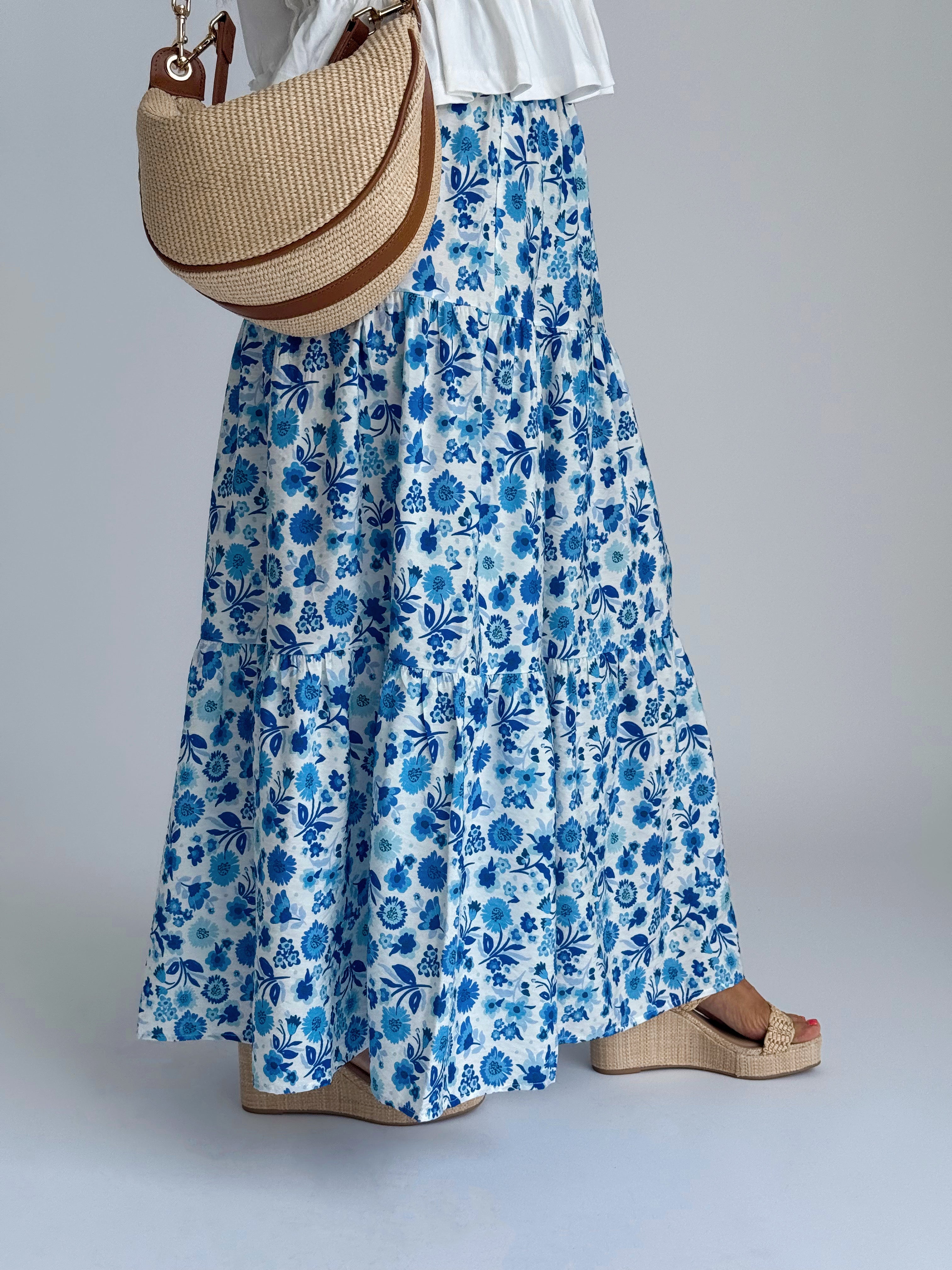 Tansy Skirt - BLUE - willows clothing long skirt