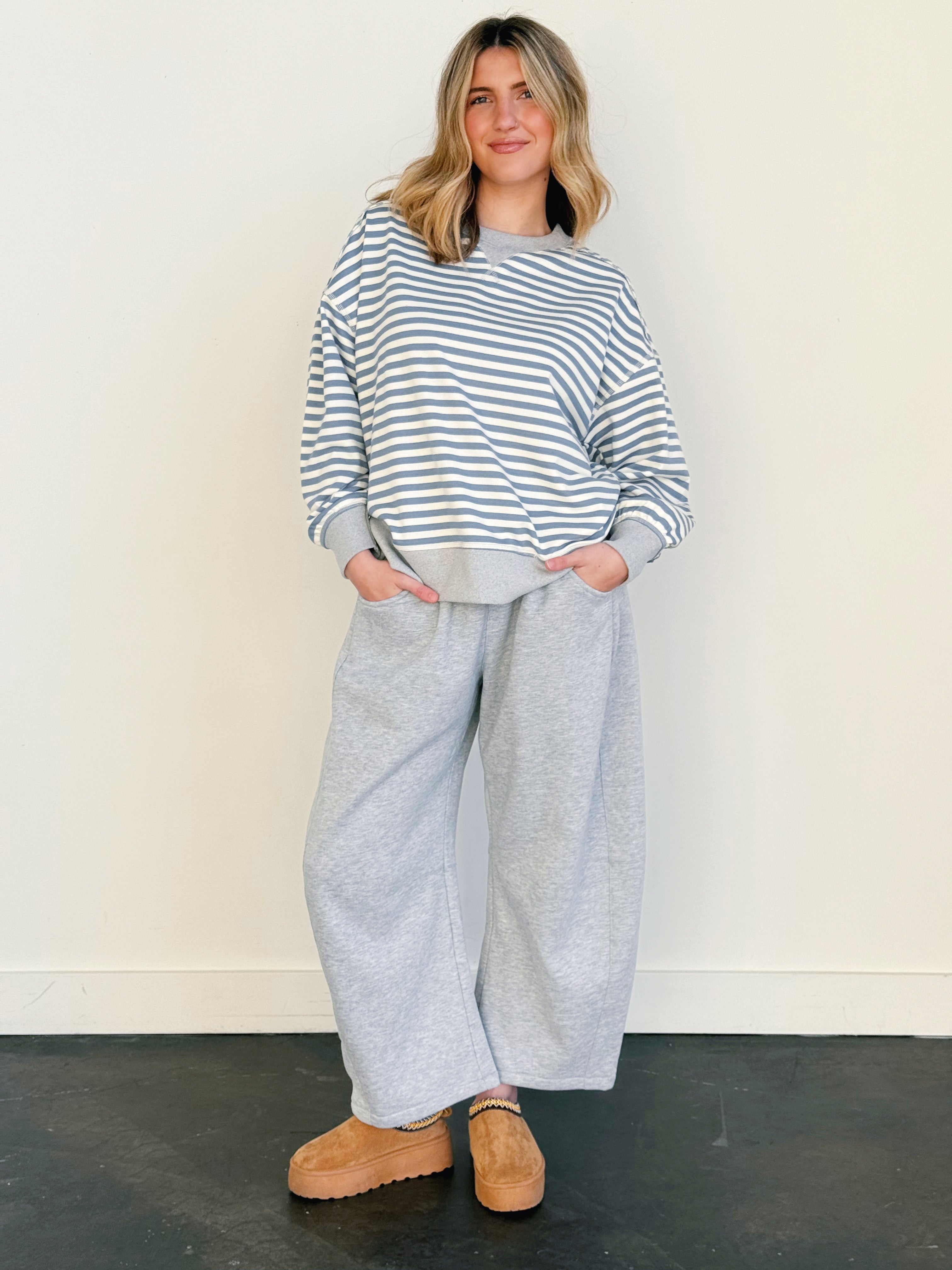 Tasia Barrel Sweatpants - HEATHER GREY - willows clothing Sweatpants