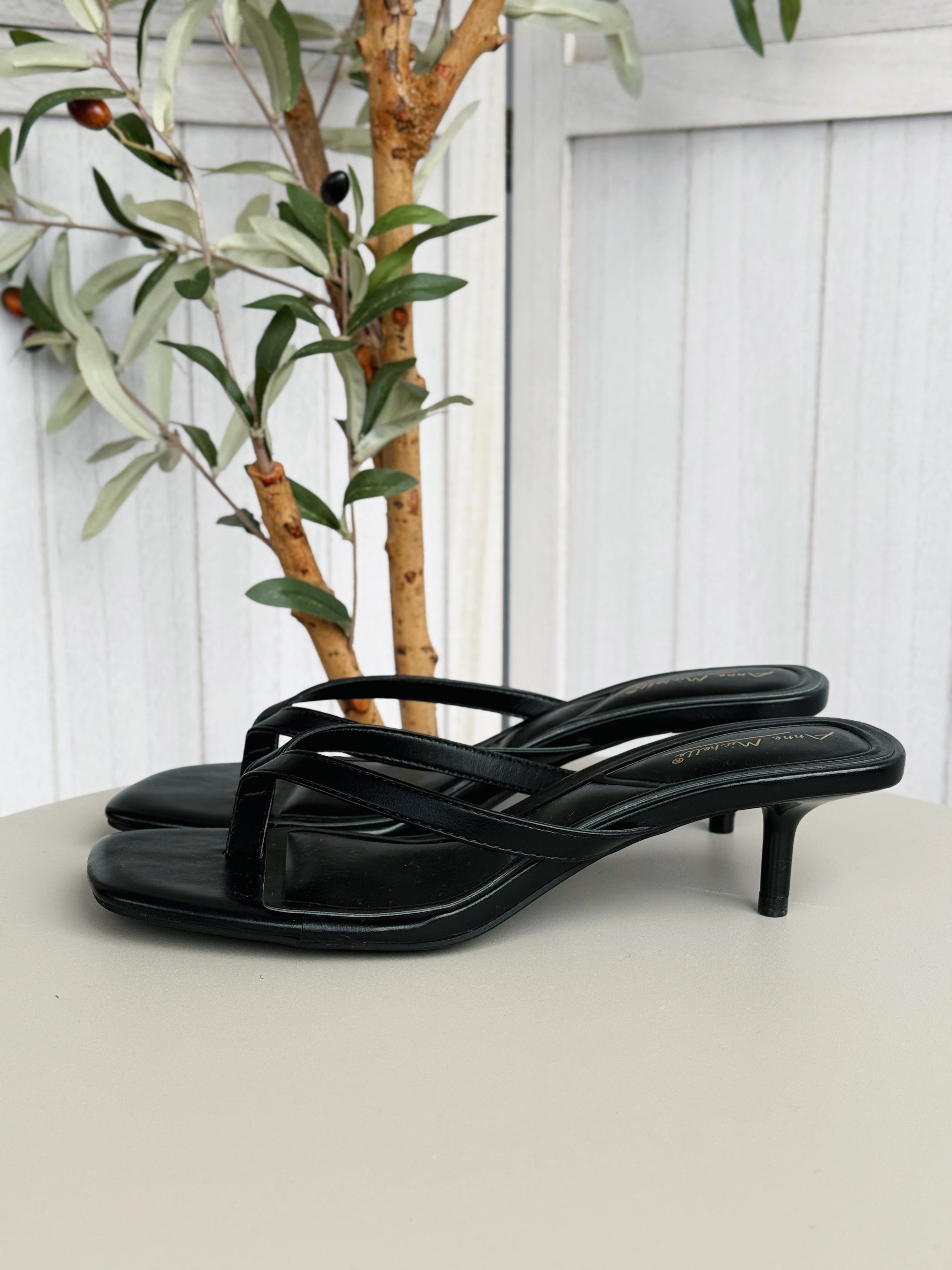 Tavira Kitten Heel Sandals - BLACK - willows clothing SANDALS