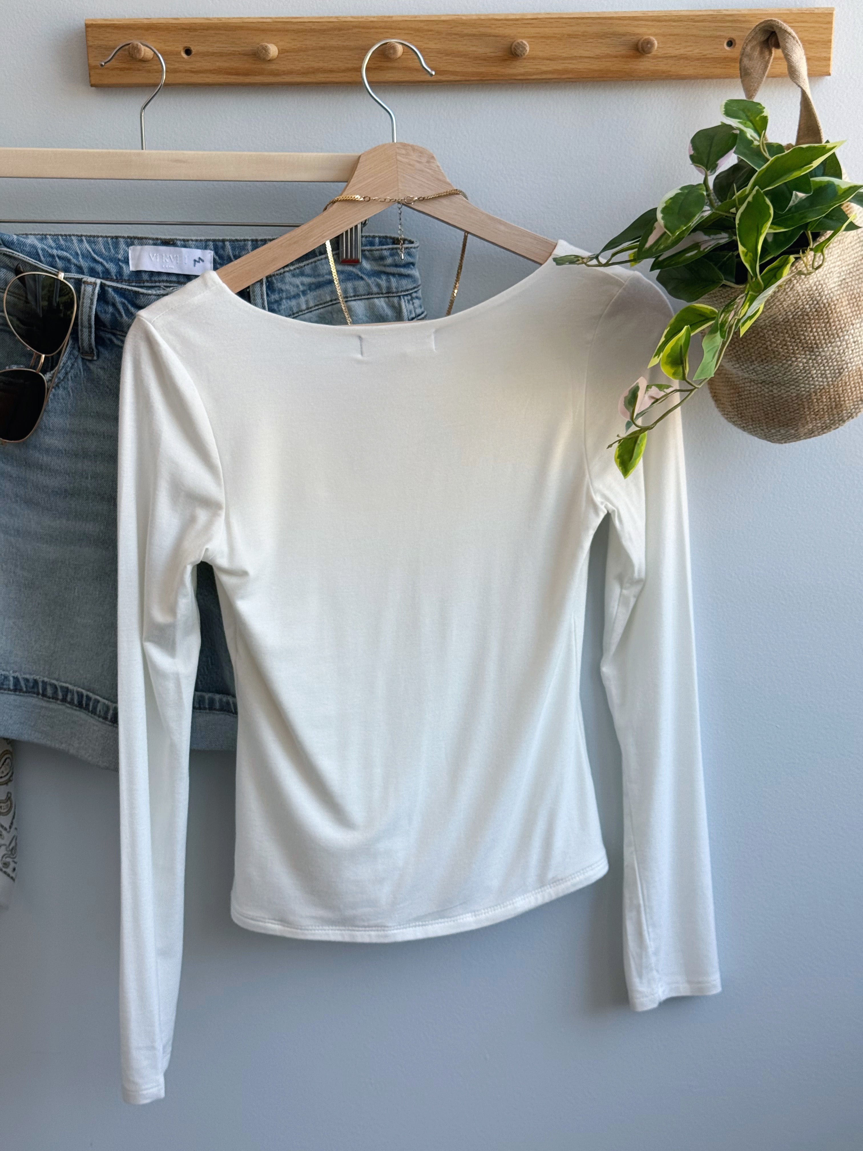 Taylor Grace Long Sleeve Top - IVORY - willows clothing L/S SHIRT