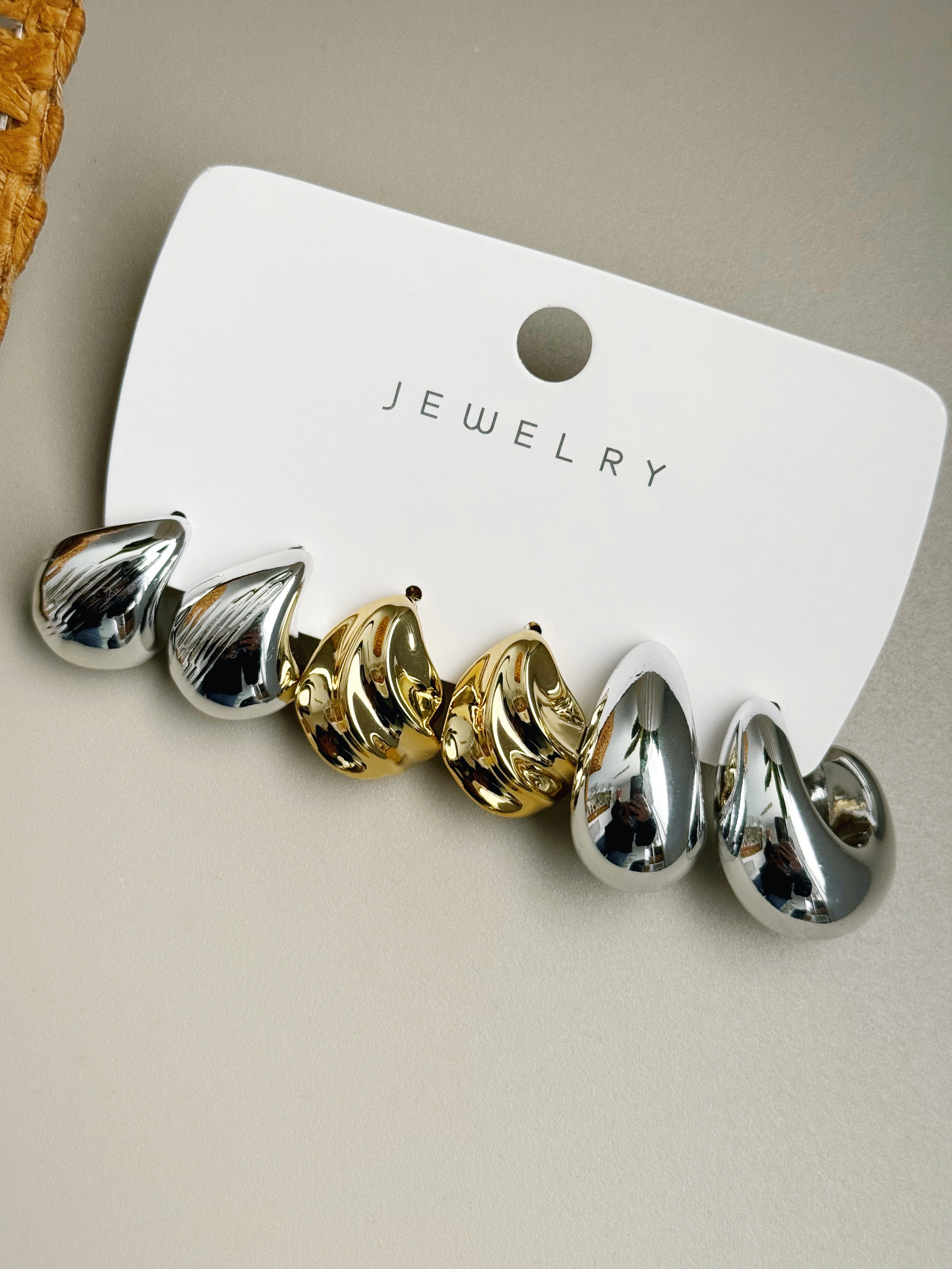 Teardrop Hoop Earring Set of 3 - willows clothing EARRINGS