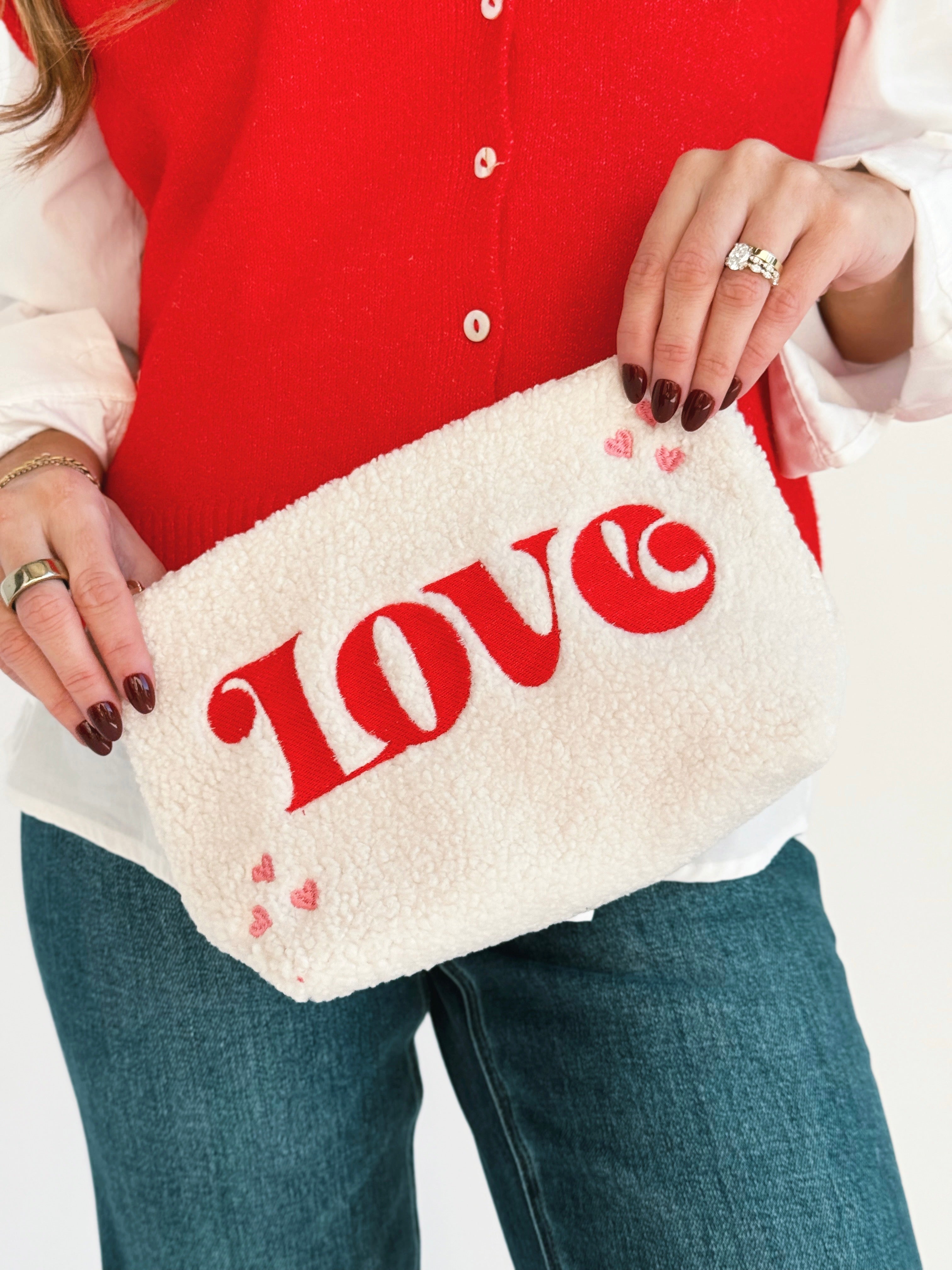 Teddy Pouch - LOVE - willows clothing Holiday