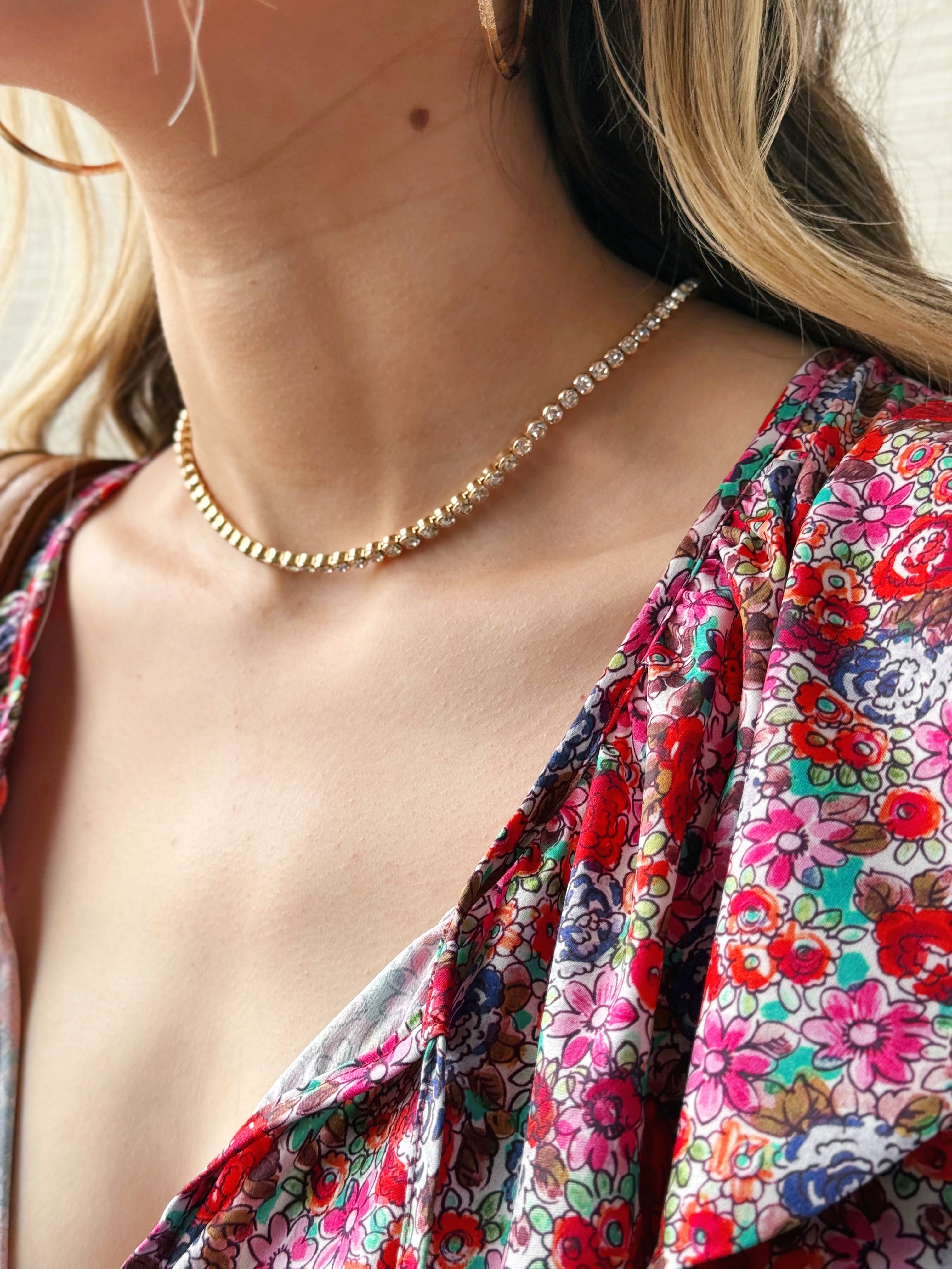 Tennis Necklace - GOLD - willows clothing NECKLACE