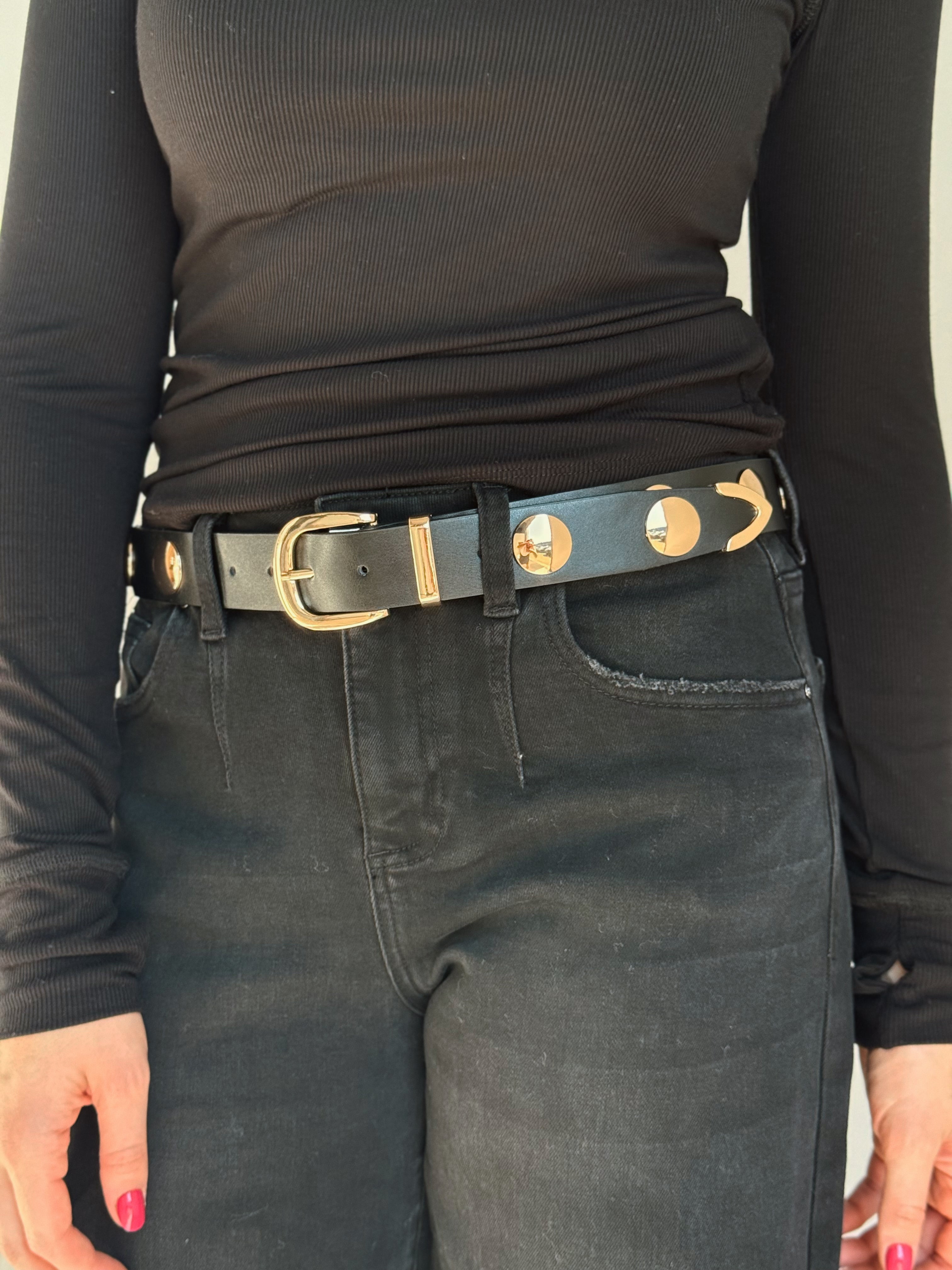 The Daily Grind Studded Belt - GOLD - willows clothing Belts