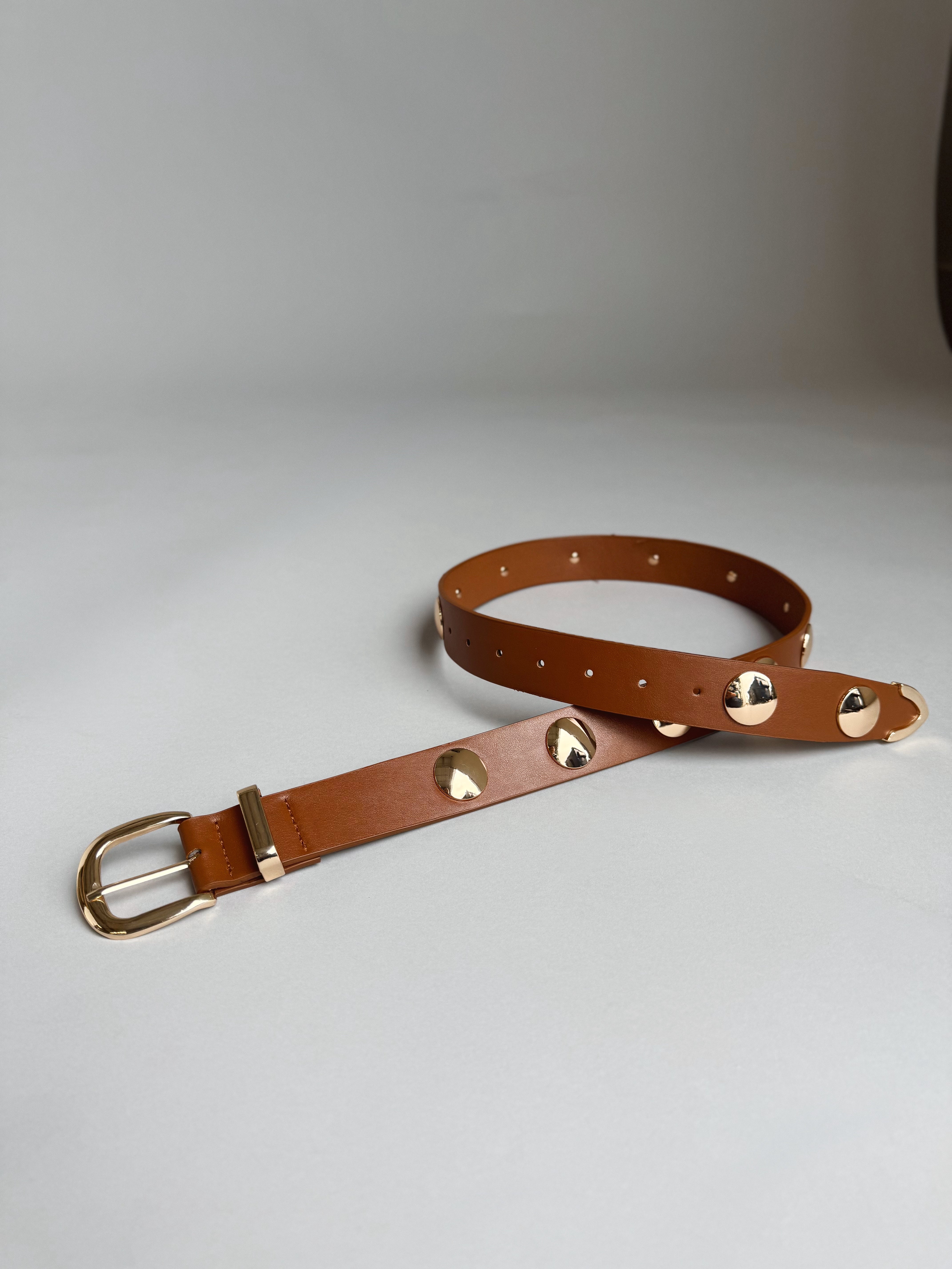 The Daily Grind Studded Belt - GOLD - willows clothing Belts
