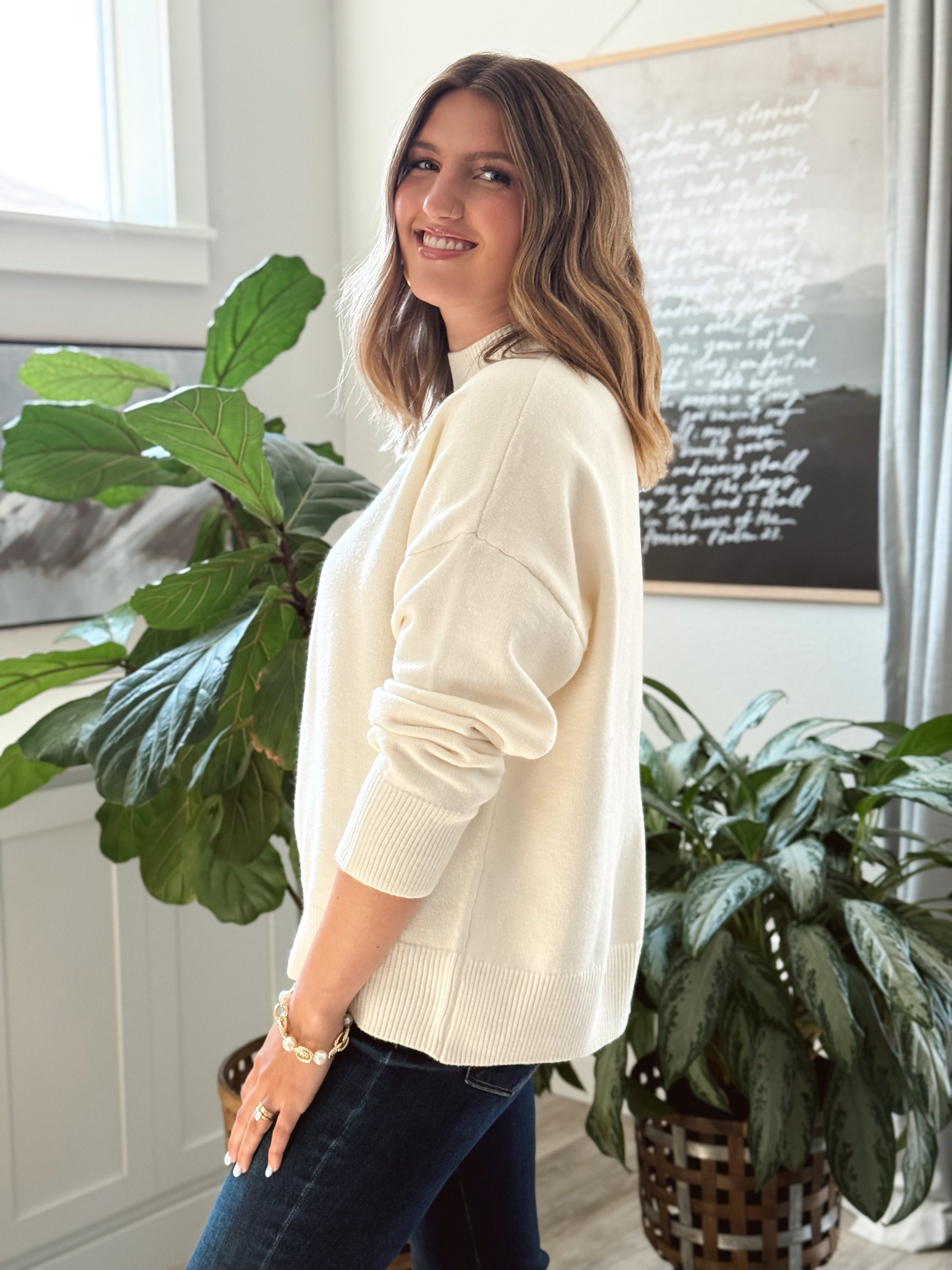 Thinking Out Loud Sweater - CREAM - willows clothing SWEATER