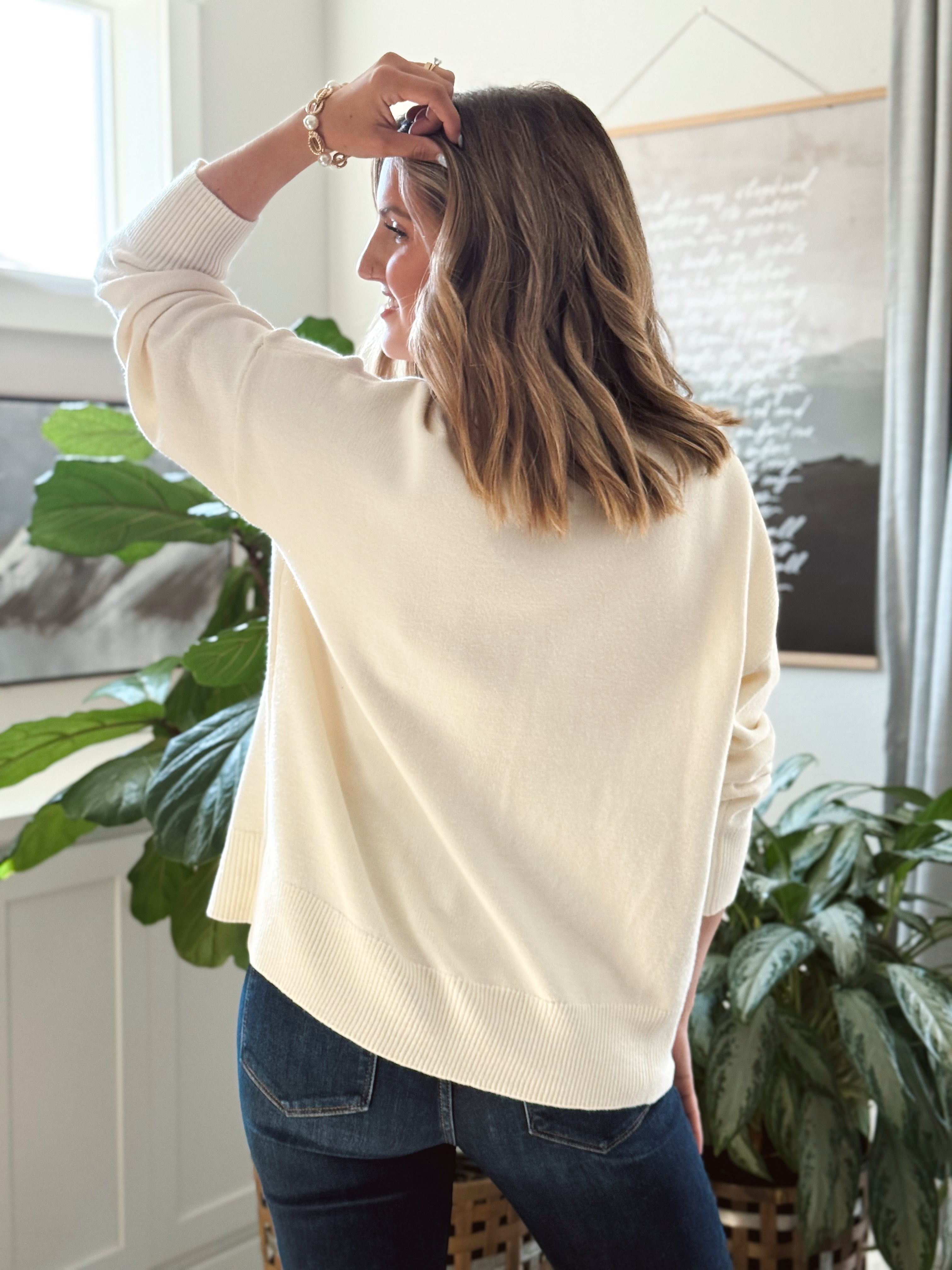 Thinking Out Loud Sweater - CREAM - willows clothing SWEATER