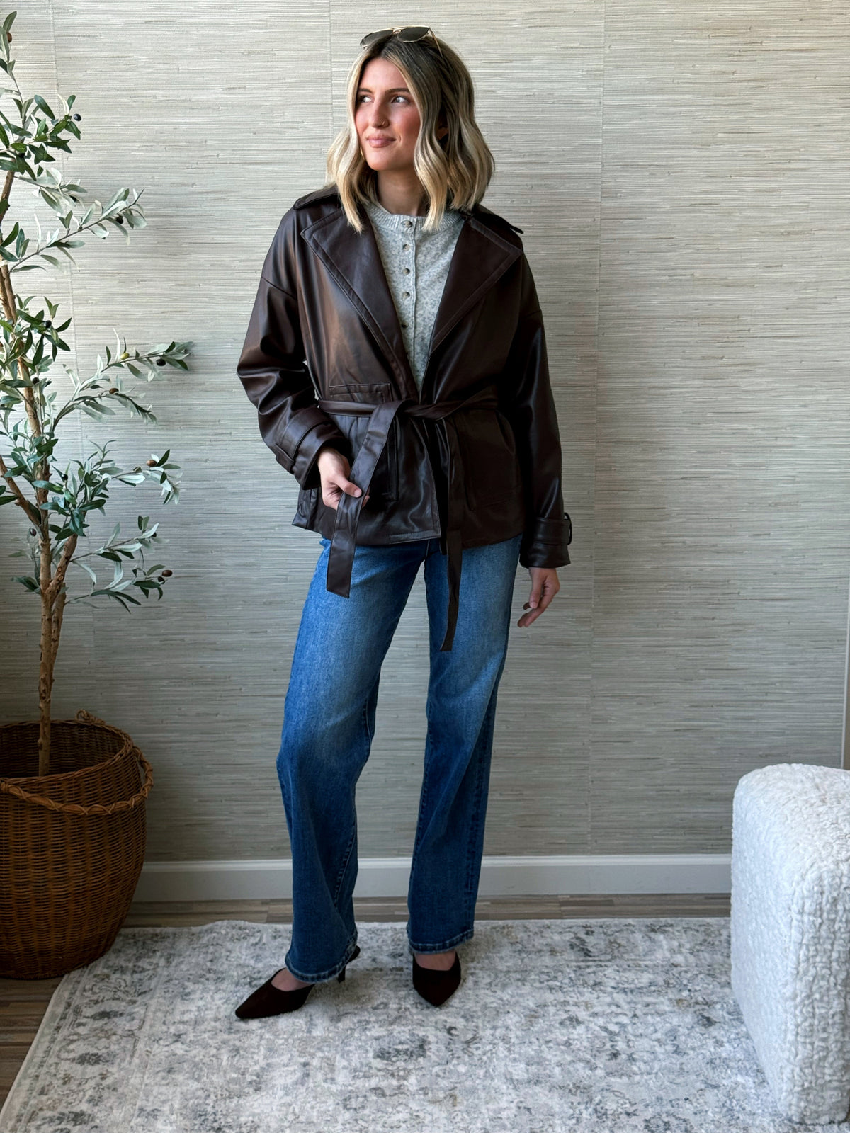 Timeless Leather Jacket - BROWN - willows clothing JACKET