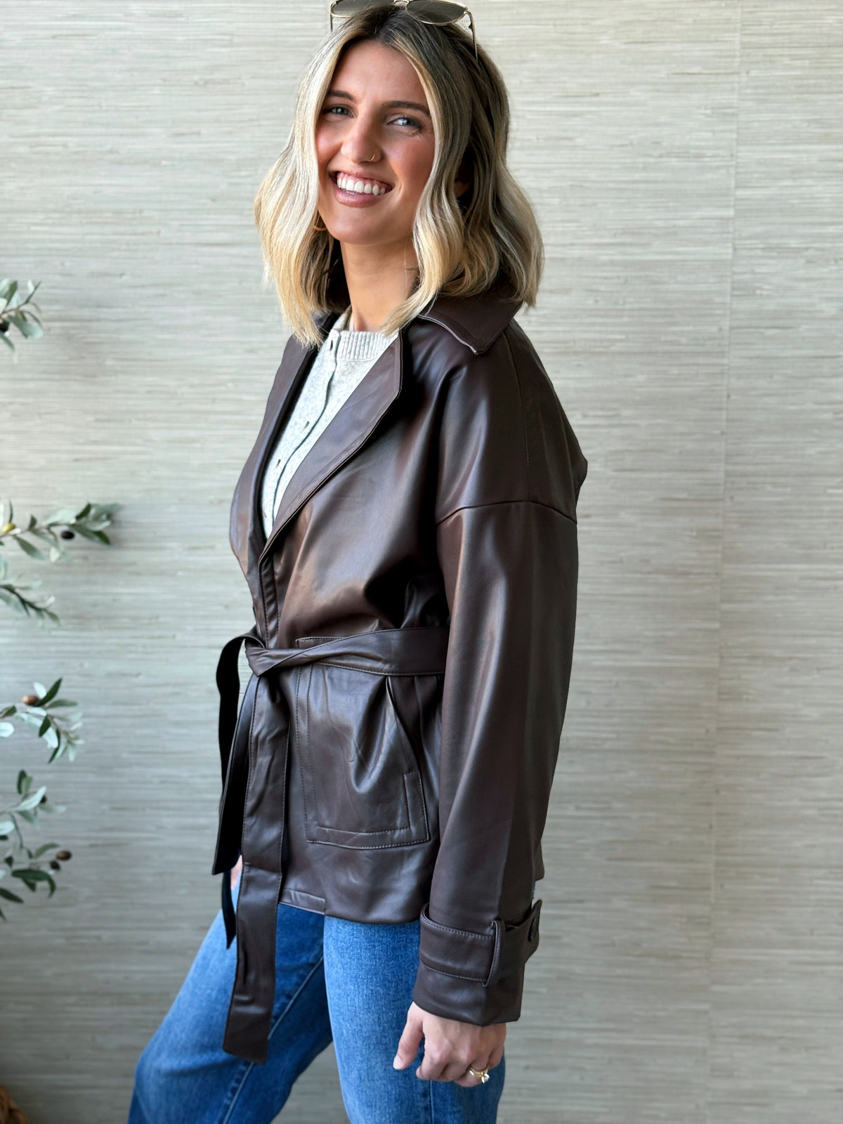 Timeless Leather Jacket - BROWN - willows clothing JACKET