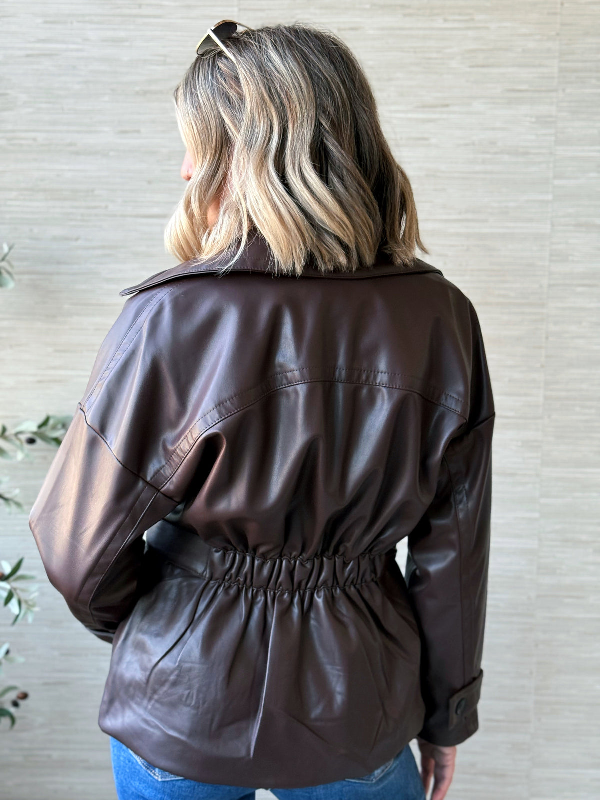 Timeless Leather Jacket - BROWN - willows clothing JACKET