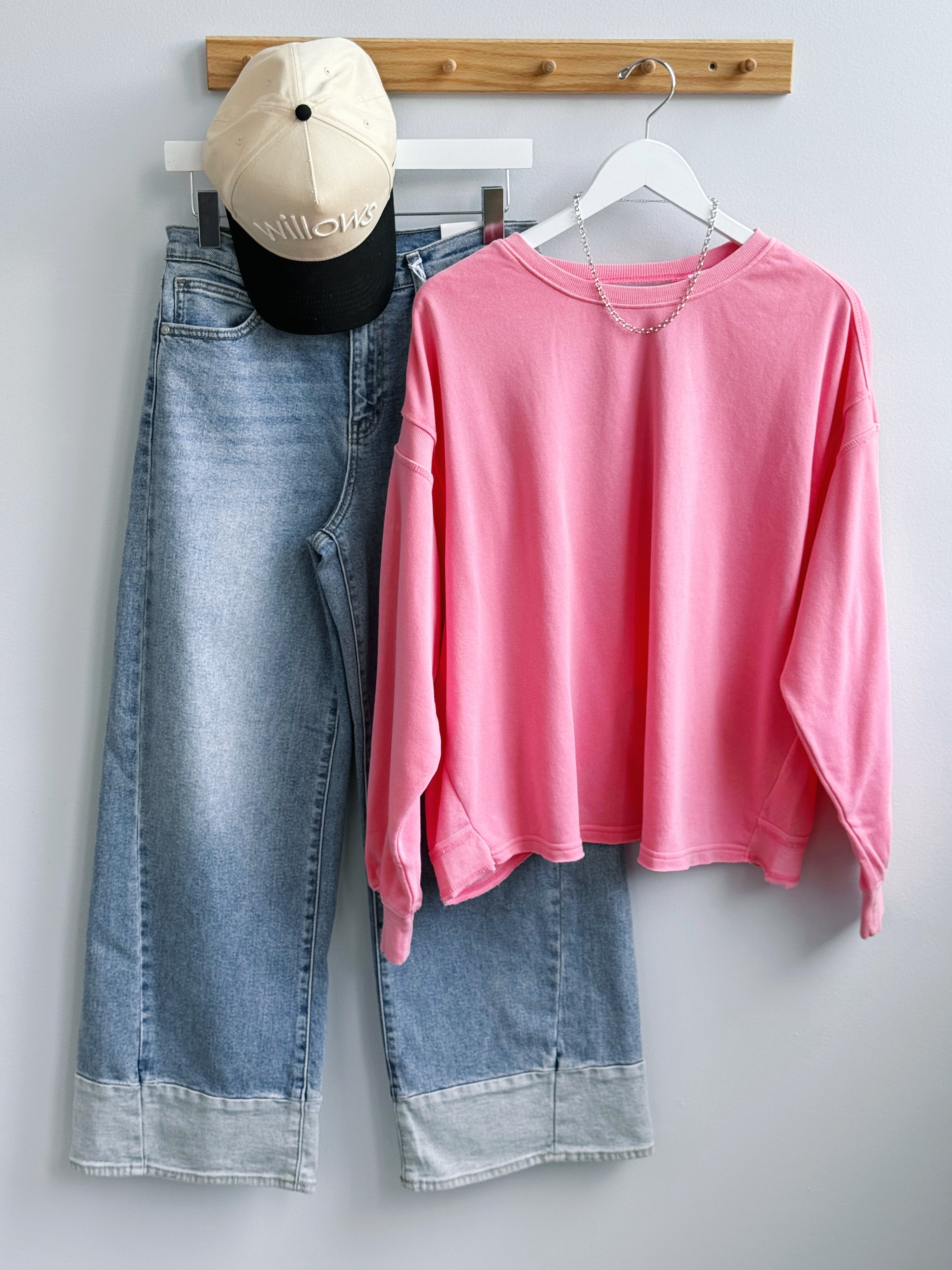 Tisha Sweatshirt - TAFFY PINK - willows clothing L/S SHIRT