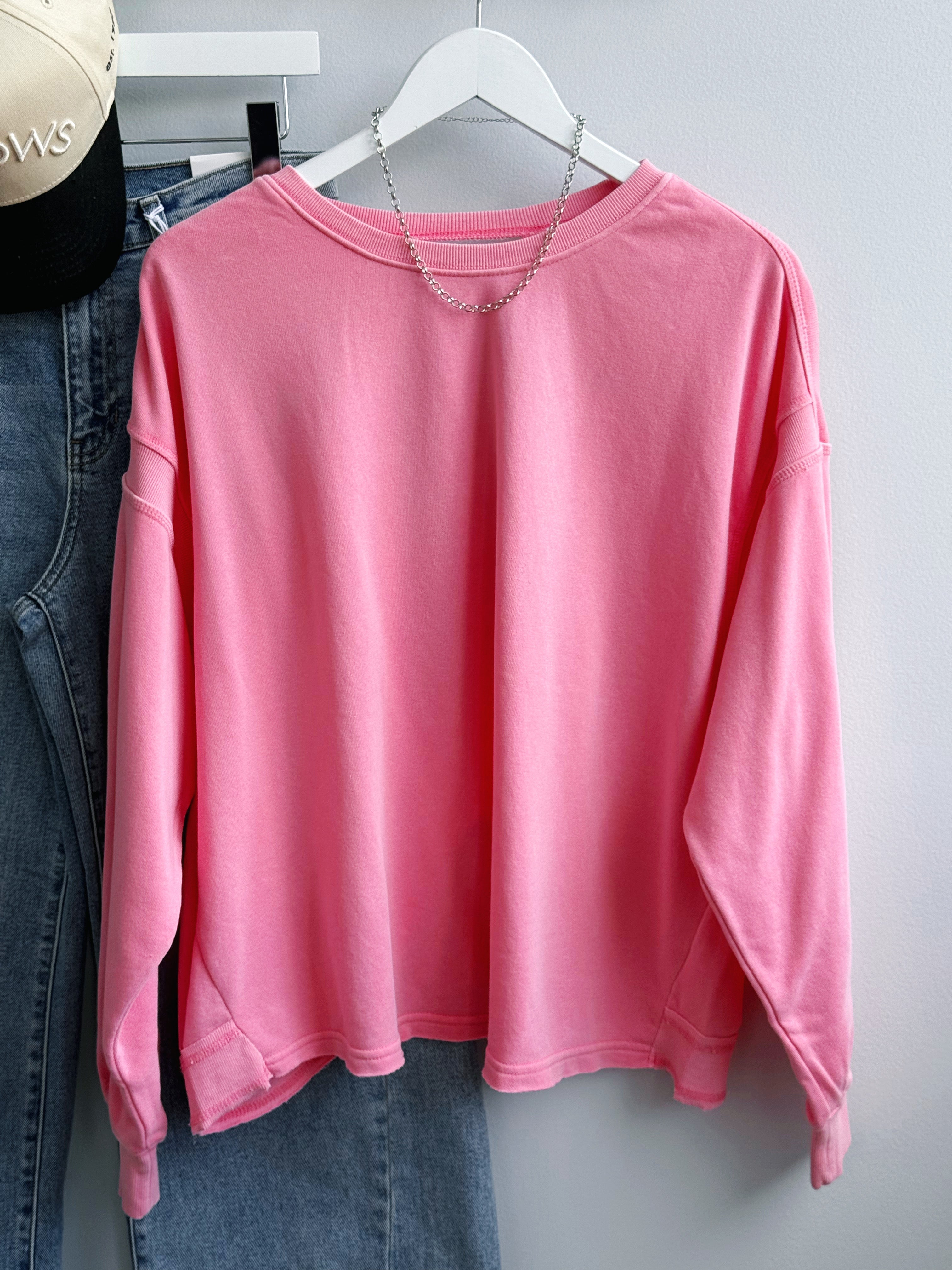Tisha Sweatshirt - TAFFY PINK - willows clothing L/S SHIRT