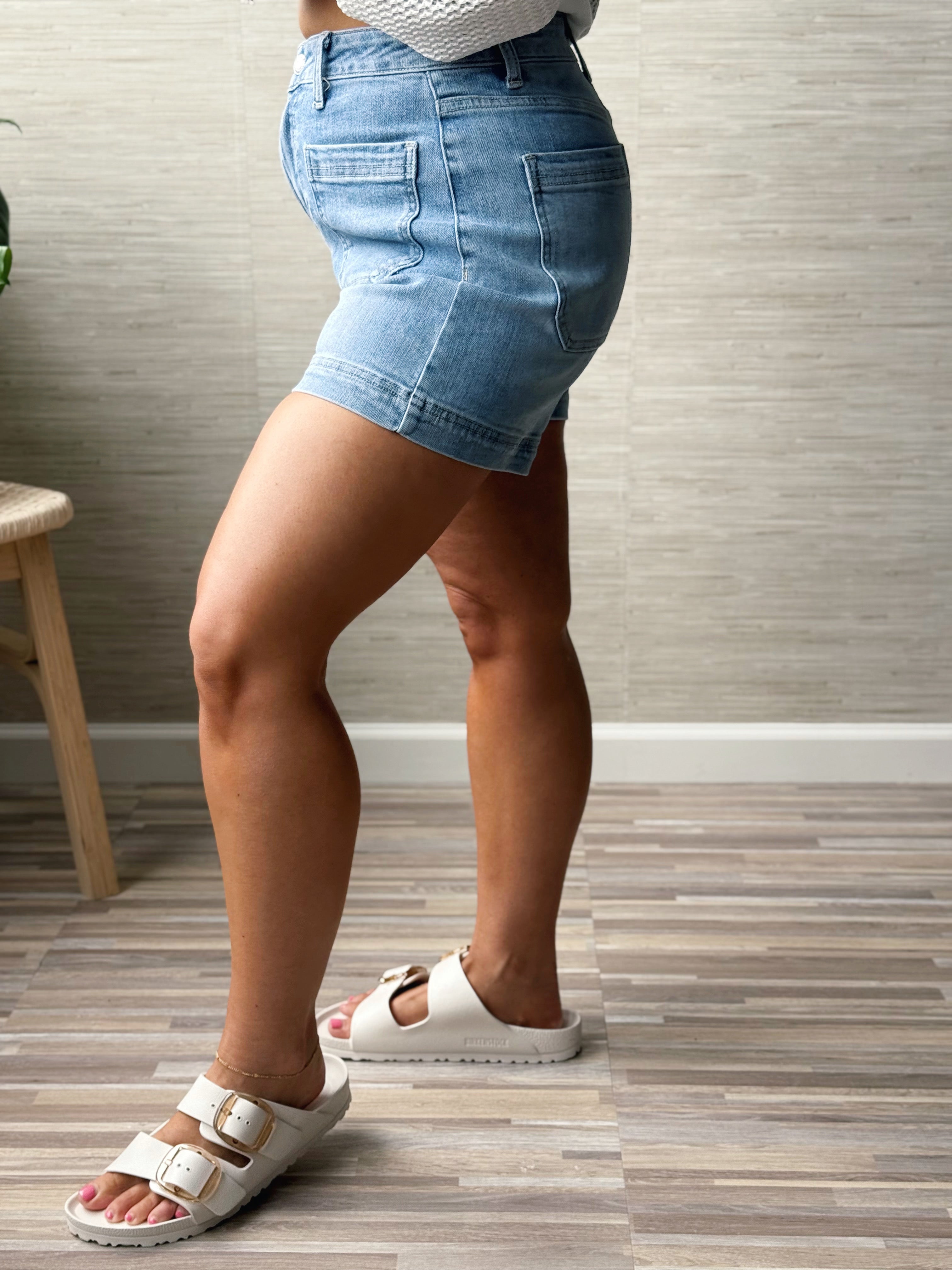 Tonya Denim Shorts - DENIM BLUE - willows clothing SHORTS