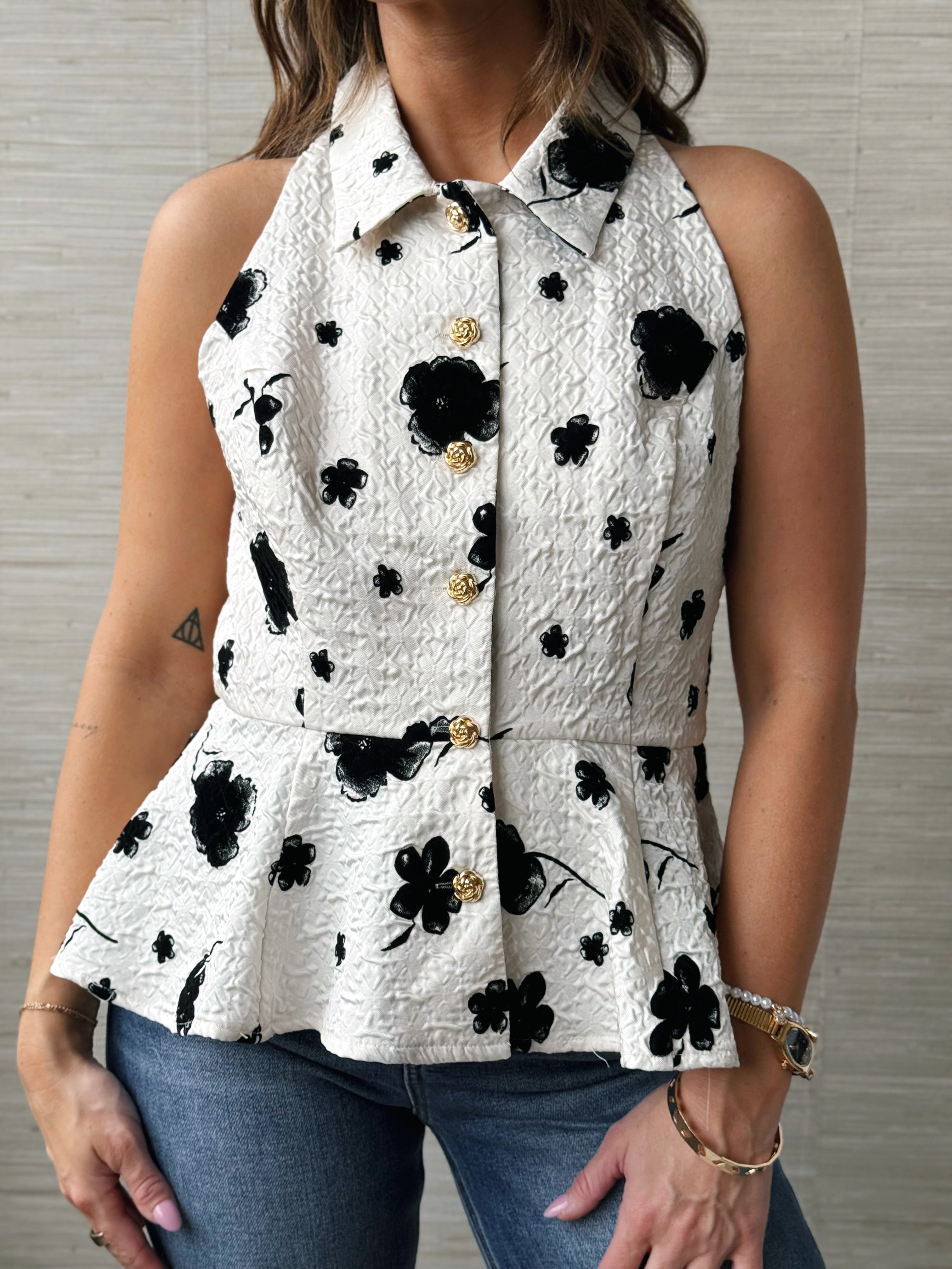 Tulah Vest - CREAM/BLACK - willows clothing BLOUSE