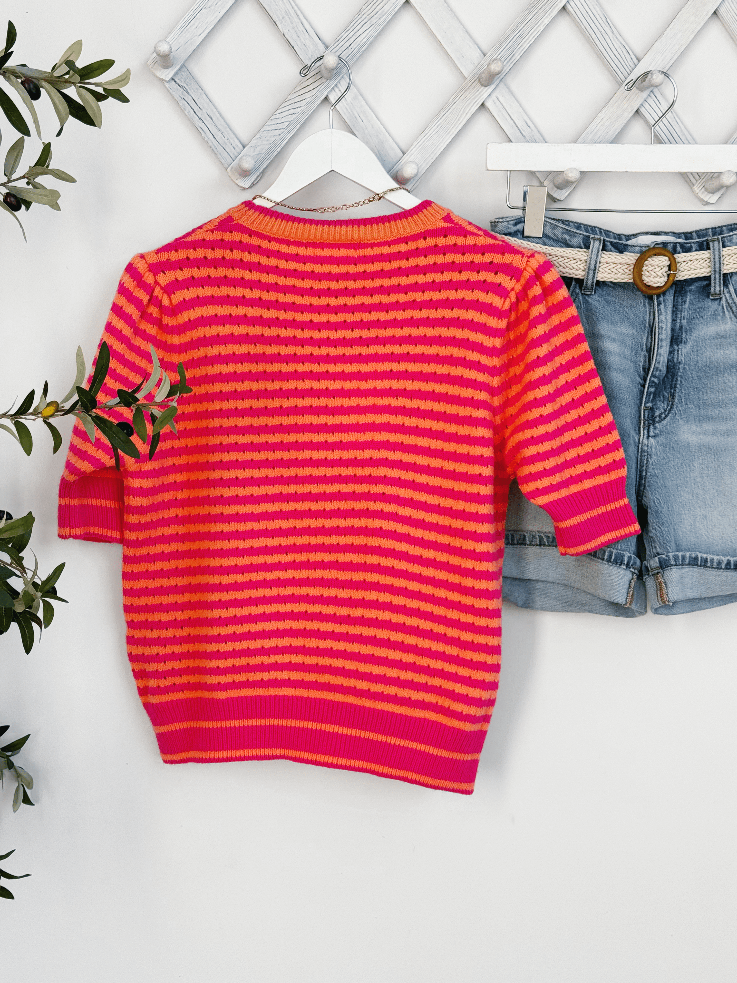 Tyra Sweater - HOT PINK ORANGE - willows clothing SWEATER